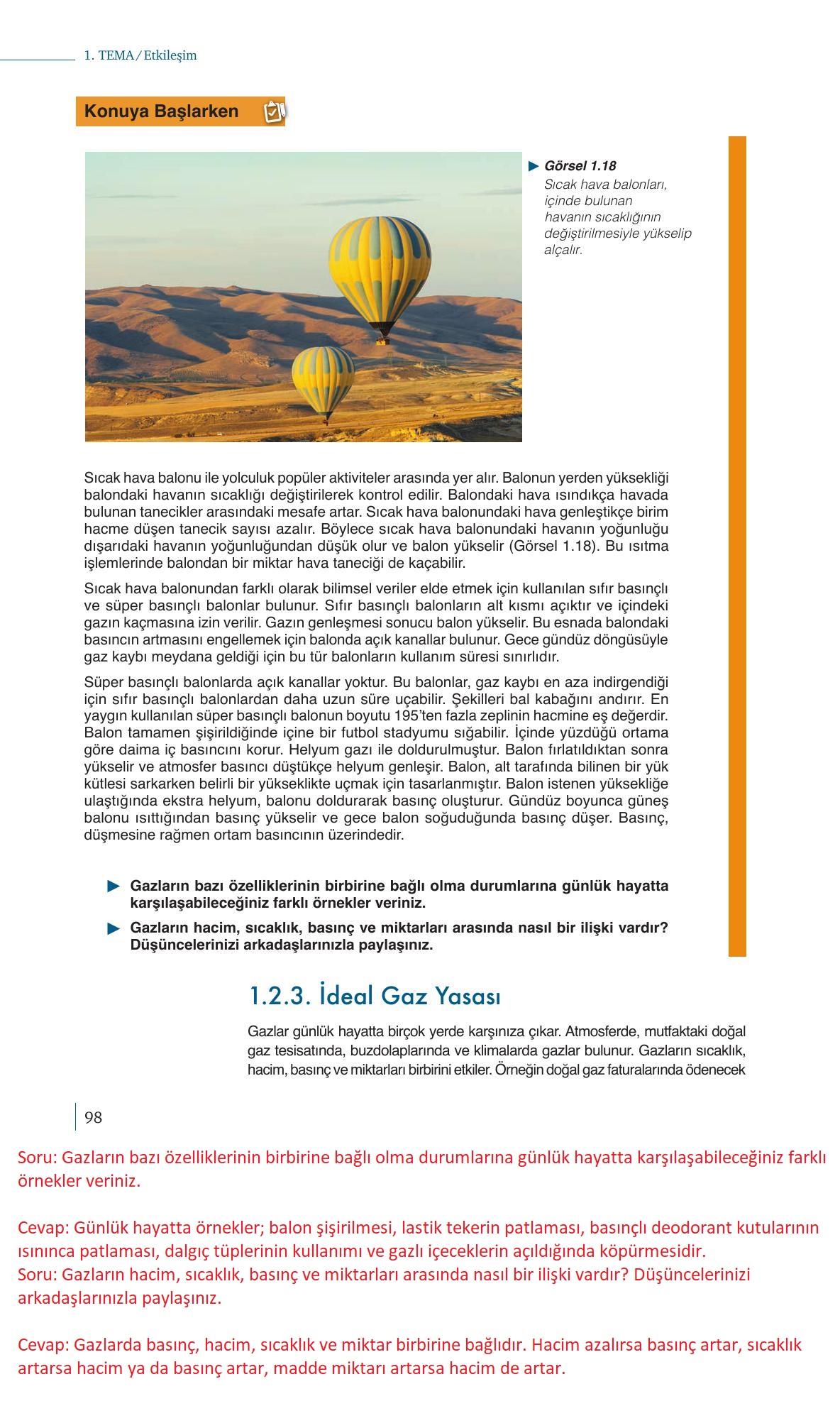 10. Sınıf Meb Yayınları Kimya Ders Kitabı Sayfa 98 Cevapları