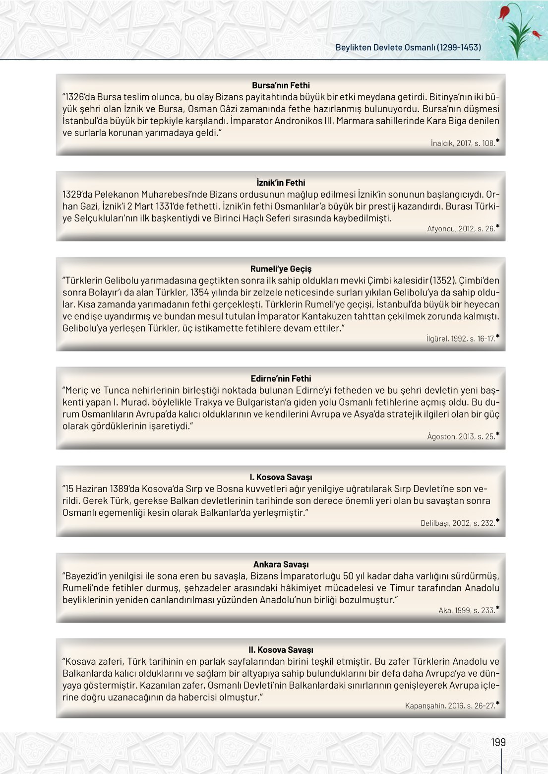 10. Sınıf Meb Yayınları Tarih Ders Kitabı Sayfa 199 Cevapları
