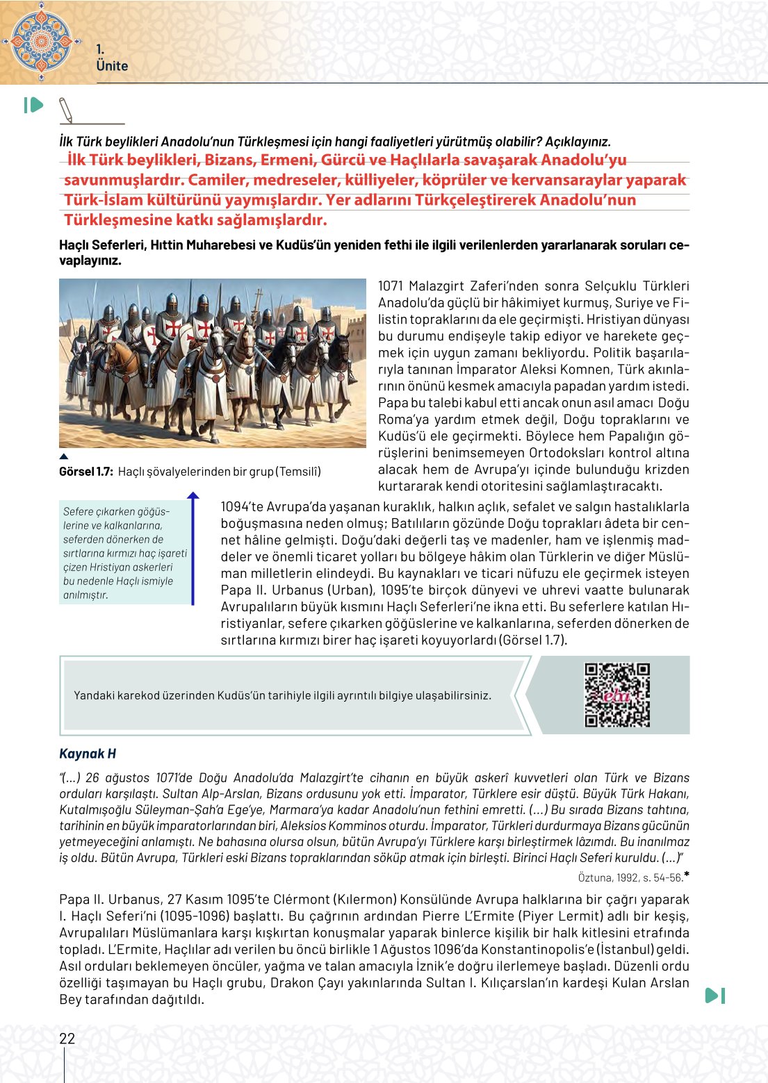 10. Sınıf Meb Yayınları Tarih Ders Kitabı Sayfa 22 Cevapları