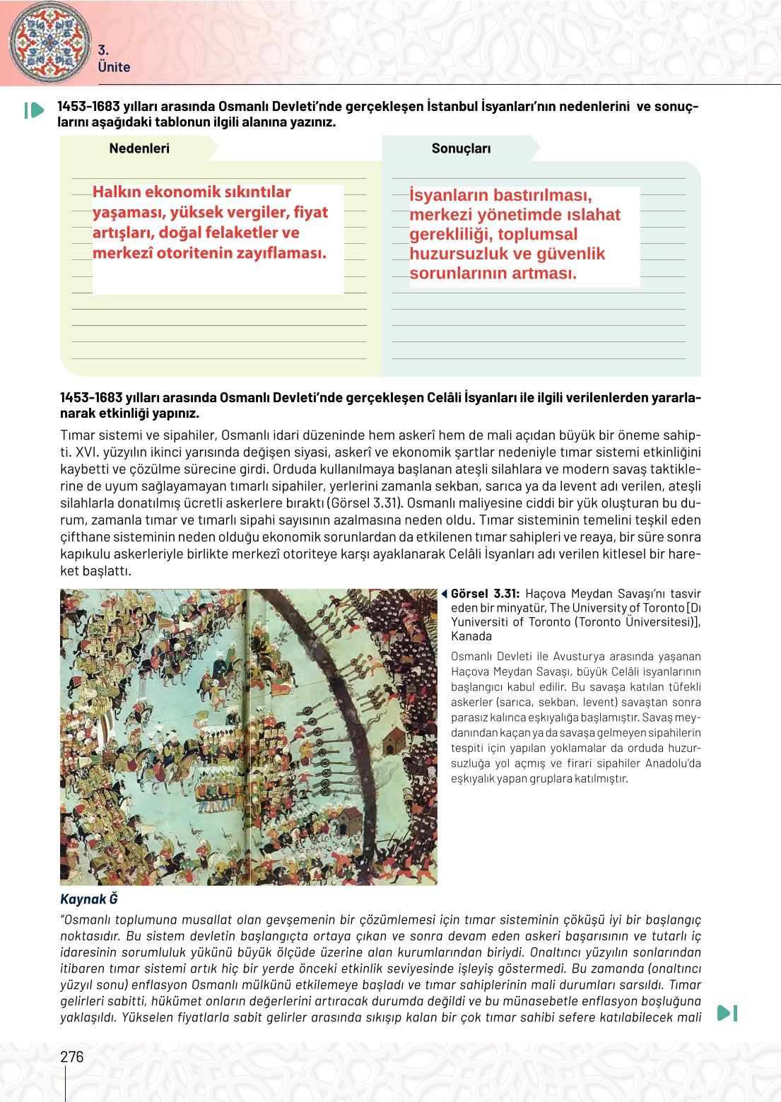 10. Sınıf Meb Yayınları Tarih Ders Kitabı Sayfa 276 Cevapları 10. Sınıf Meb Yayınları Tarih Ders Kitabı Sayfa 276 Cevapları
