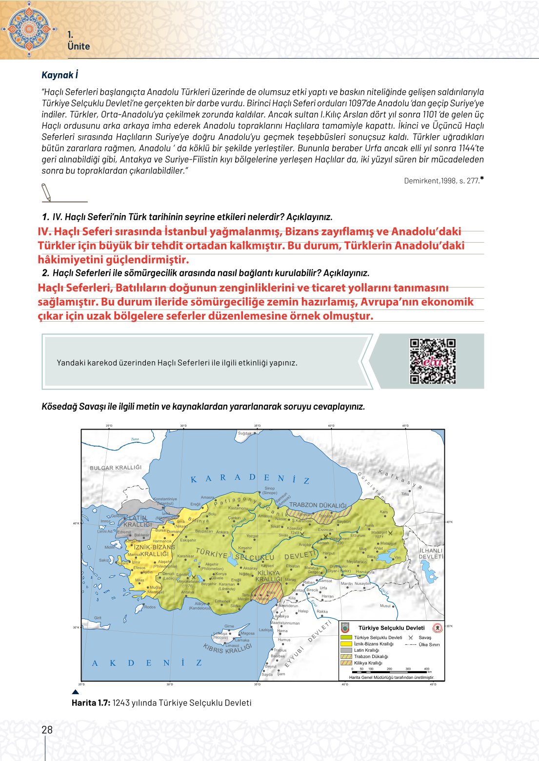 10. Sınıf Meb Yayınları Tarih Ders Kitabı Sayfa 28 Cevapları