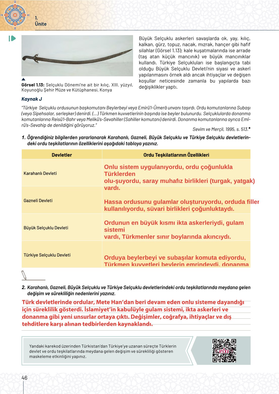 10. Sınıf Meb Yayınları Tarih Ders Kitabı Sayfa 46 Cevapları 10. Sınıf Meb Yayınları Tarih Ders Kitabı Sayfa 46 Cevapları