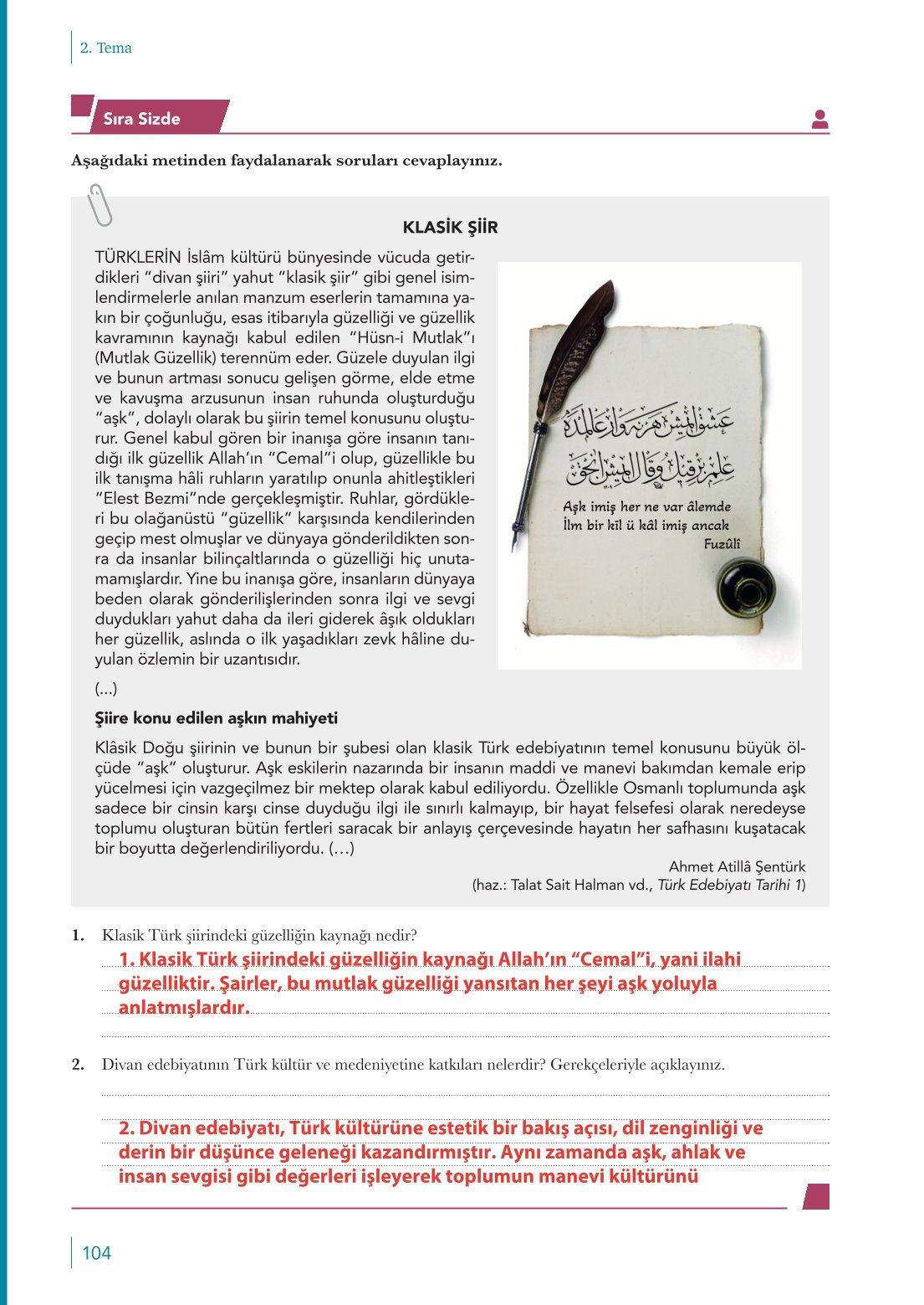 10. Sınıf Meb Yayınları Türk Dili Ve Edebiyatı Ders Kitabı Sayfa 104 Cevapları