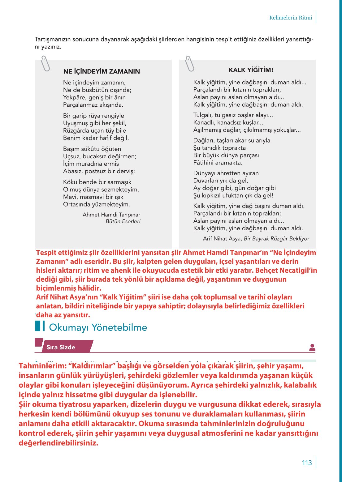 10. Sınıf Meb Yayınları Türk Dili Ve Edebiyatı Ders Kitabı Sayfa 113 Cevapları 10. Sınıf Meb Yayınları Türk Dili Ve Edebiyatı Ders Kitabı Sayfa 113 Cevapları