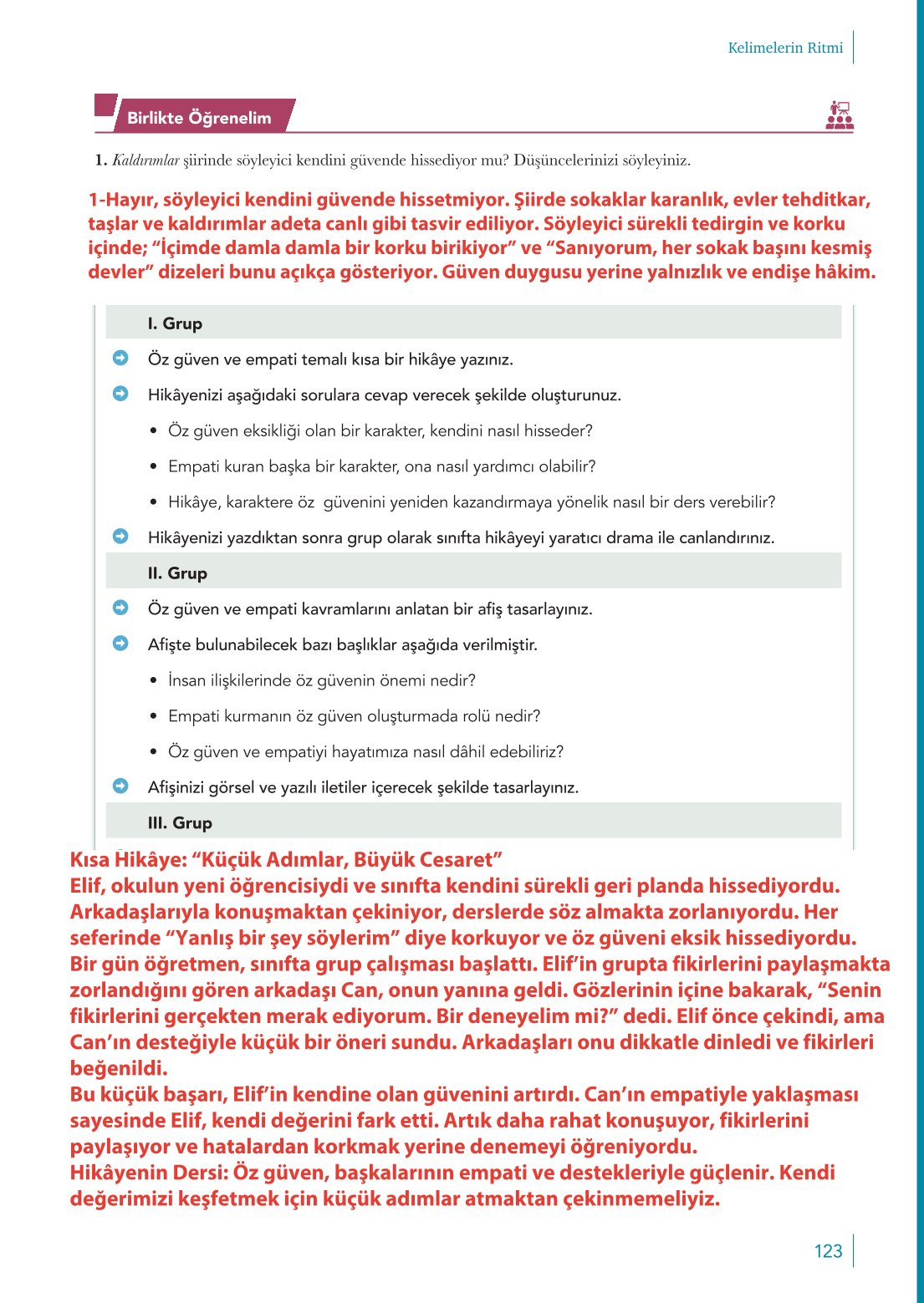 10. Sınıf Meb Yayınları Türk Dili Ve Edebiyatı Ders Kitabı Sayfa 123 Cevapları
