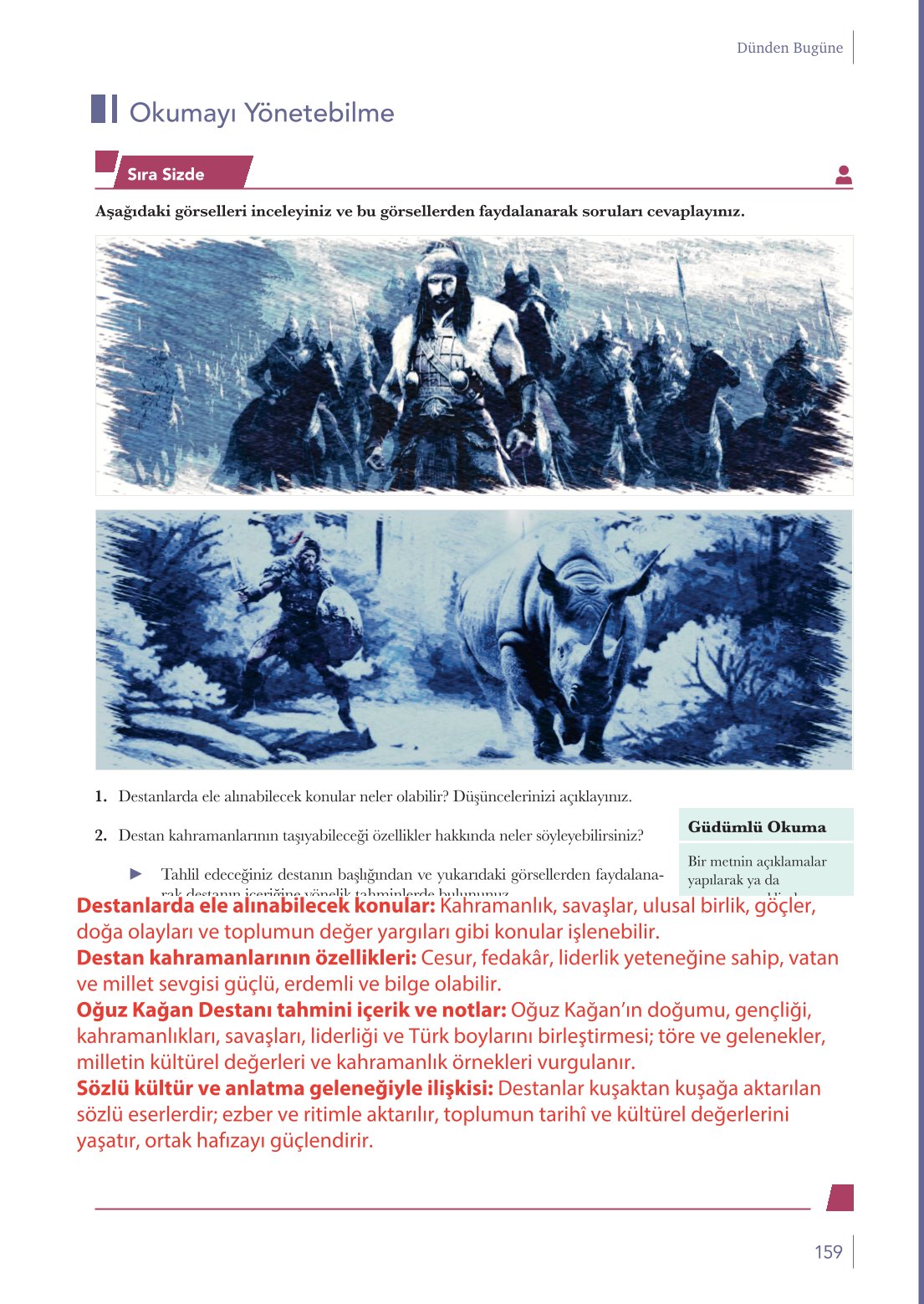 10. Sınıf Meb Yayınları Türk Dili Ve Edebiyatı Ders Kitabı Sayfa 159 Cevapları