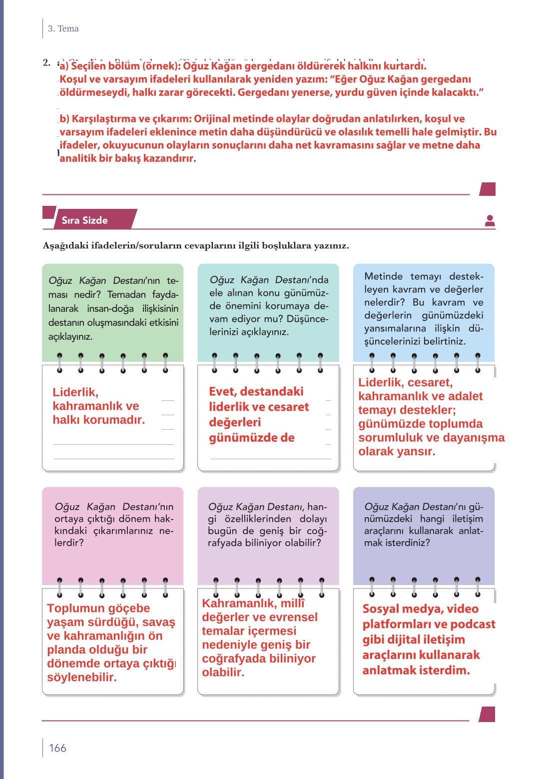 10. Sınıf Meb Yayınları Türk Dili Ve Edebiyatı Ders Kitabı Sayfa 166 Cevapları