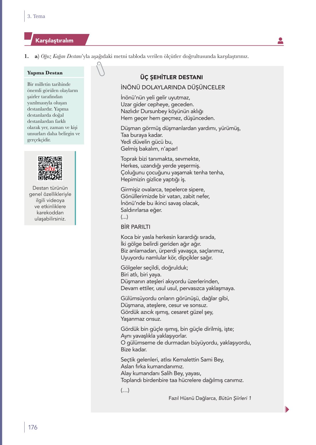 10. Sınıf Meb Yayınları Türk Dili Ve Edebiyatı Ders Kitabı Sayfa 176 Cevapları