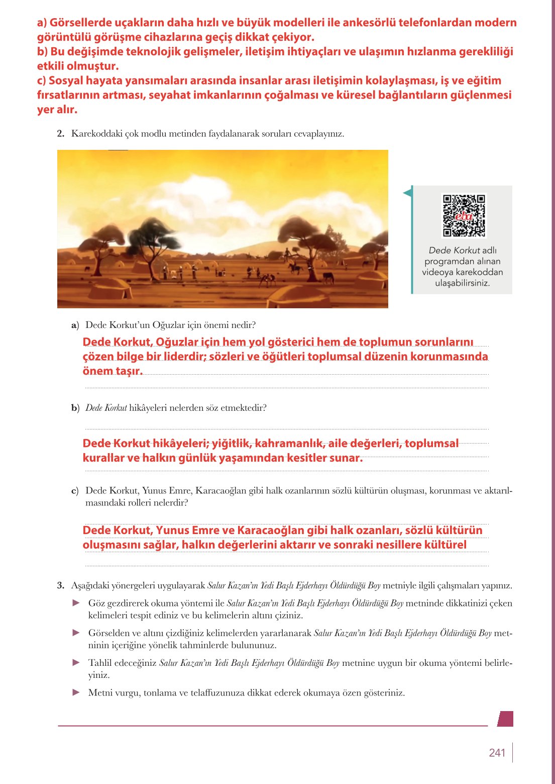 10. Sınıf Meb Yayınları Türk Dili Ve Edebiyatı Ders Kitabı Sayfa 241 Cevapları