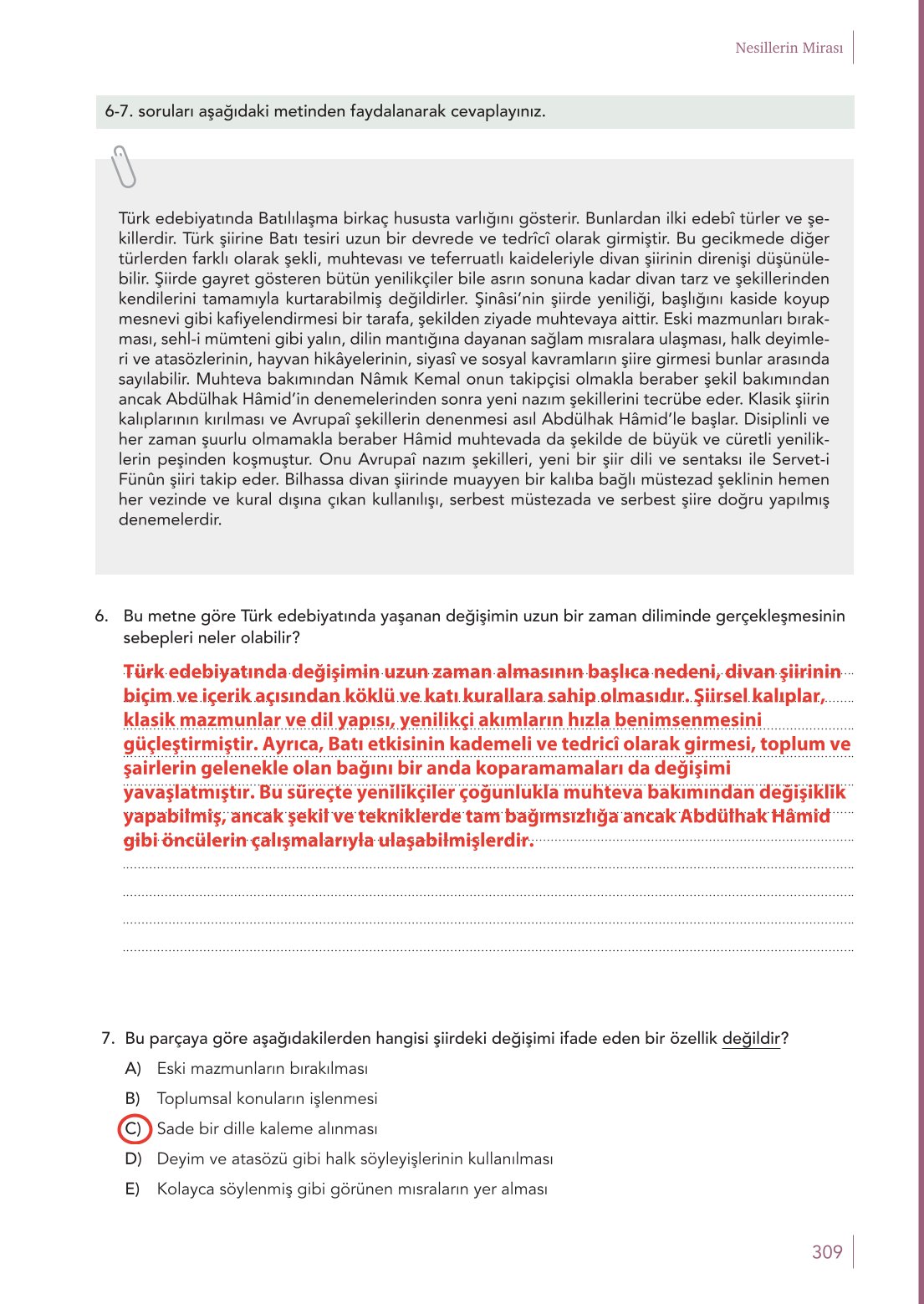 10. Sınıf Meb Yayınları Türk Dili Ve Edebiyatı Ders Kitabı Sayfa 309 Cevapları 10. Sınıf Meb Yayınları Türk Dili Ve Edebiyatı Ders Kitabı Sayfa 309 Cevapları