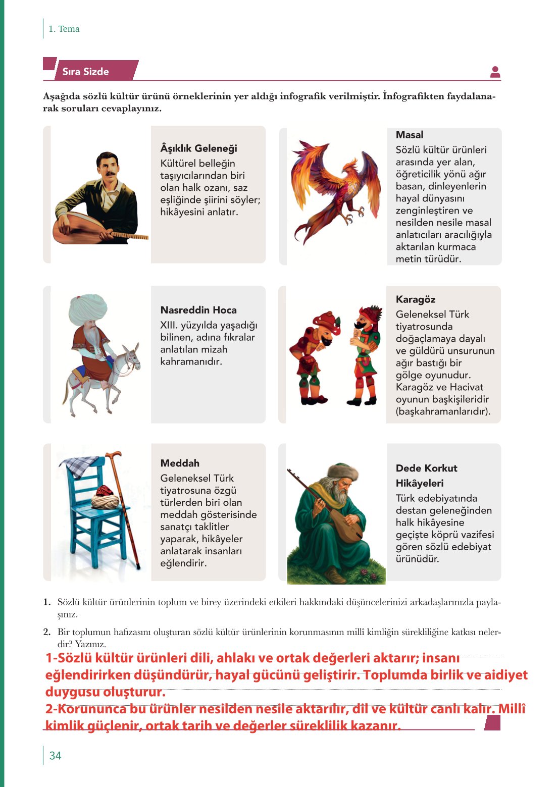 10. Sınıf Meb Yayınları Türk Dili Ve Edebiyatı Ders Kitabı Sayfa 34 Cevapları