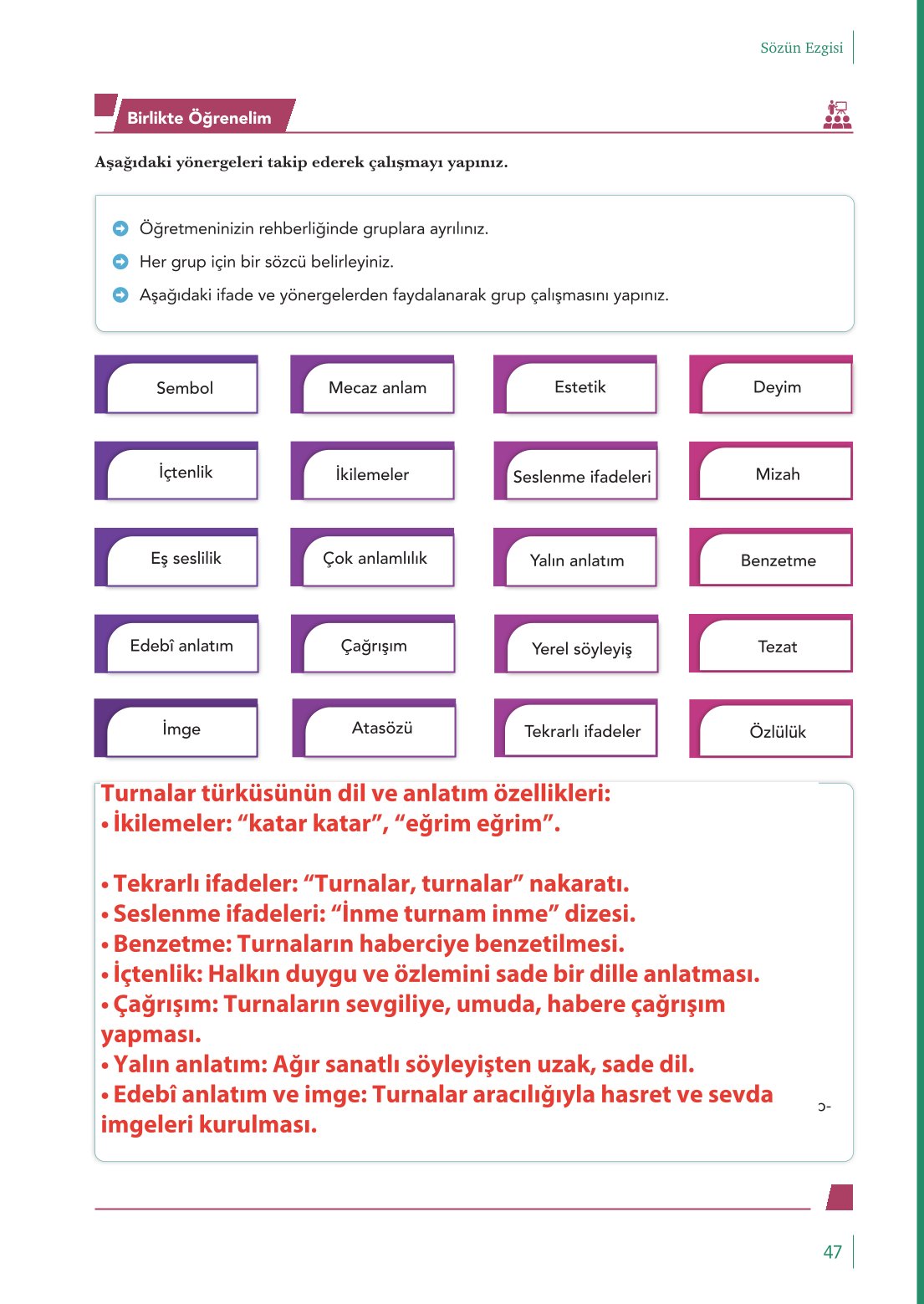 10. Sınıf Meb Yayınları Türk Dili Ve Edebiyatı Ders Kitabı Sayfa 47 Cevapları