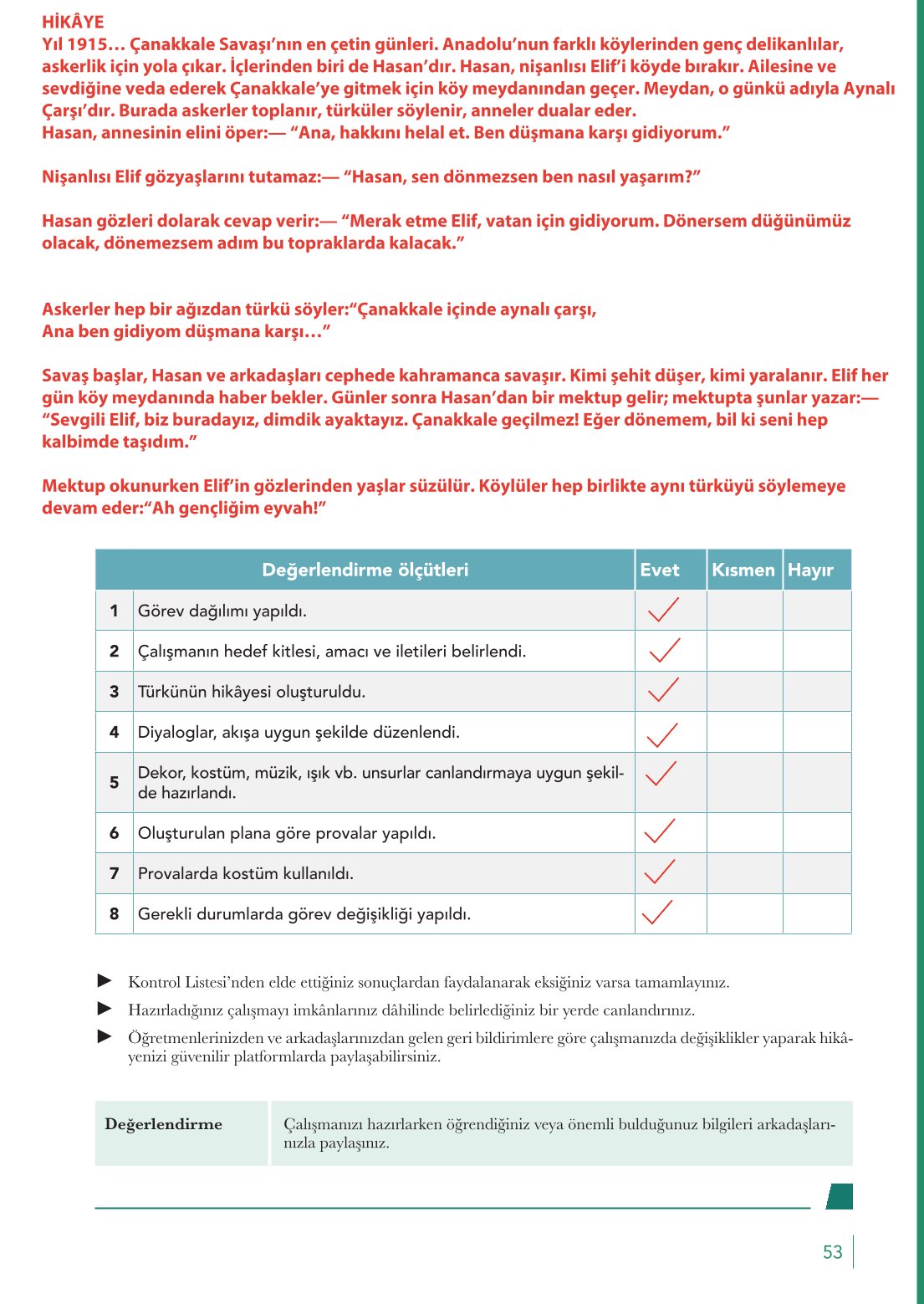 10. Sınıf Meb Yayınları Türk Dili Ve Edebiyatı Ders Kitabı Sayfa 53 Cevapları