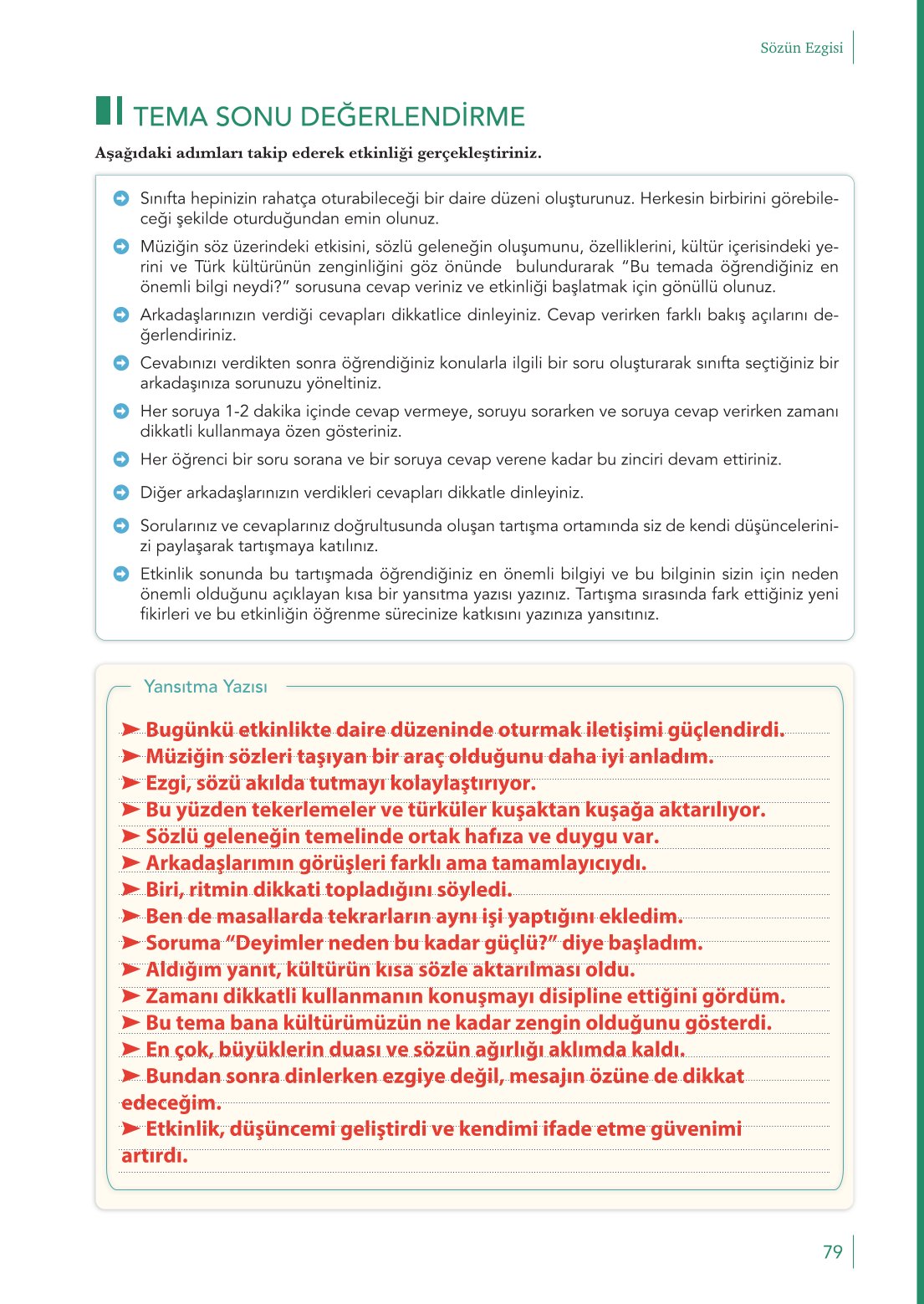 10. Sınıf Meb Yayınları Türk Dili Ve Edebiyatı Ders Kitabı Sayfa 79 Cevapları
