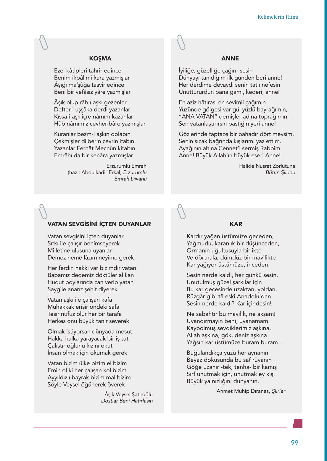 10. Sınıf Meb Yayınları Türk Dili Ve Edebiyatı Ders Kitabı Sayfa 99 Cevapları