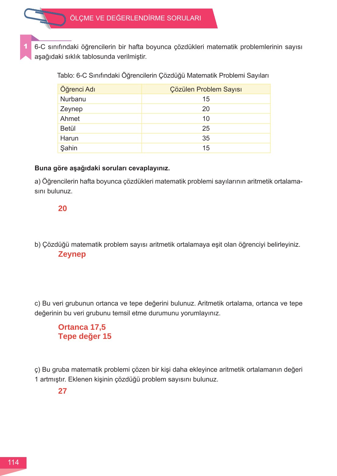 6. Sınıf Meb Yayınları Matematik Ders Kitabı Sayfa 114 Cevapları 6. Sınıf Meb Yayınları Matematik Ders Kitabı Sayfa 114 Cevapları