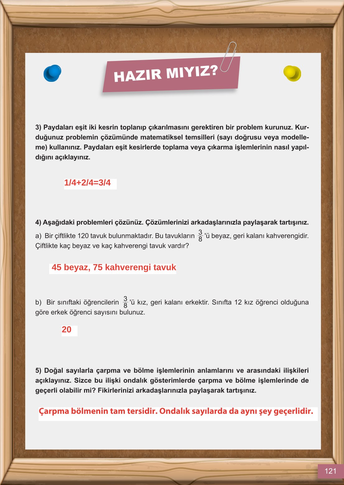 6. Sınıf Meb Yayınları Matematik Ders Kitabı Sayfa 121 Cevapları