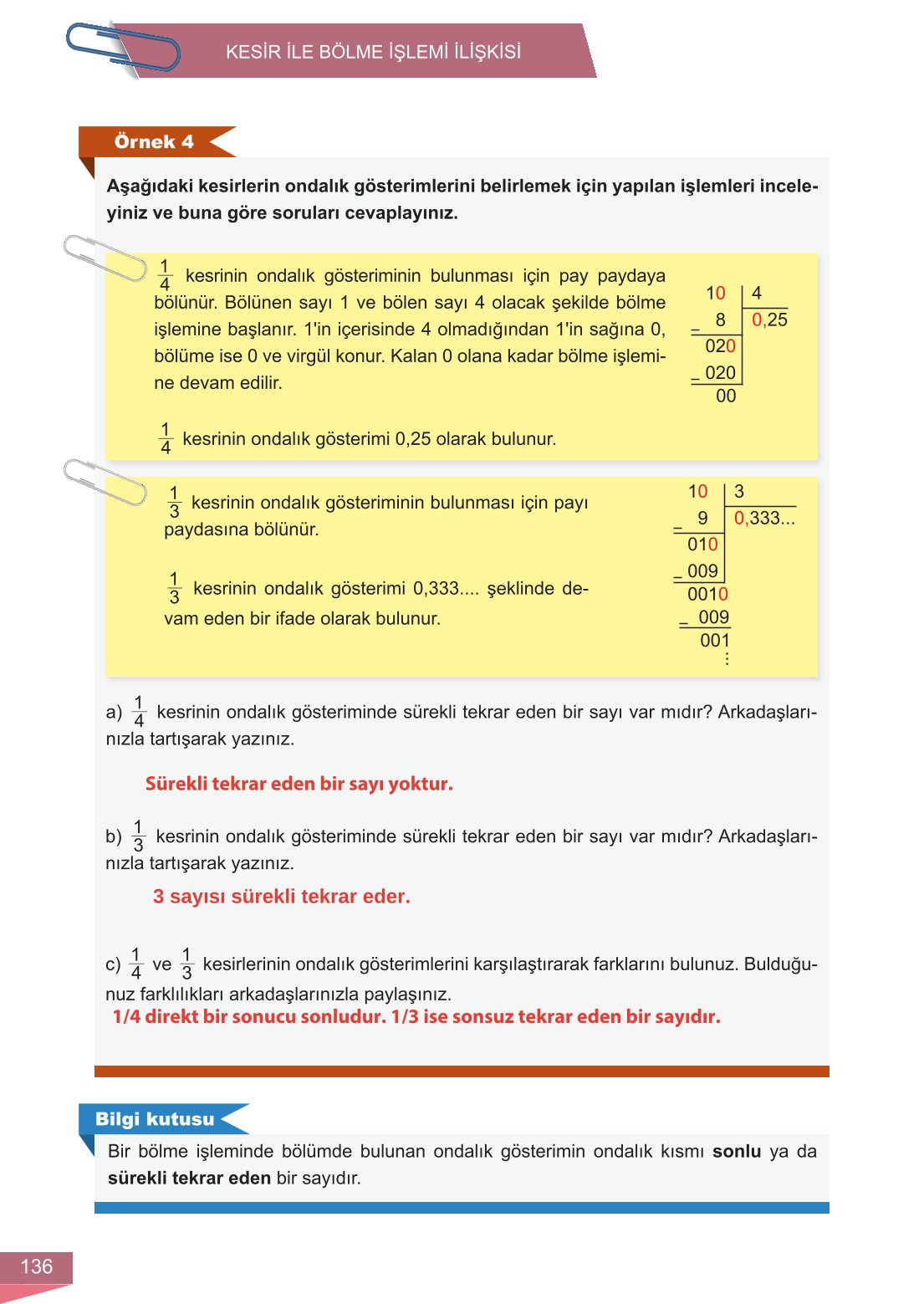 6. Sınıf Meb Yayınları Matematik Ders Kitabı Sayfa 136 Cevapları