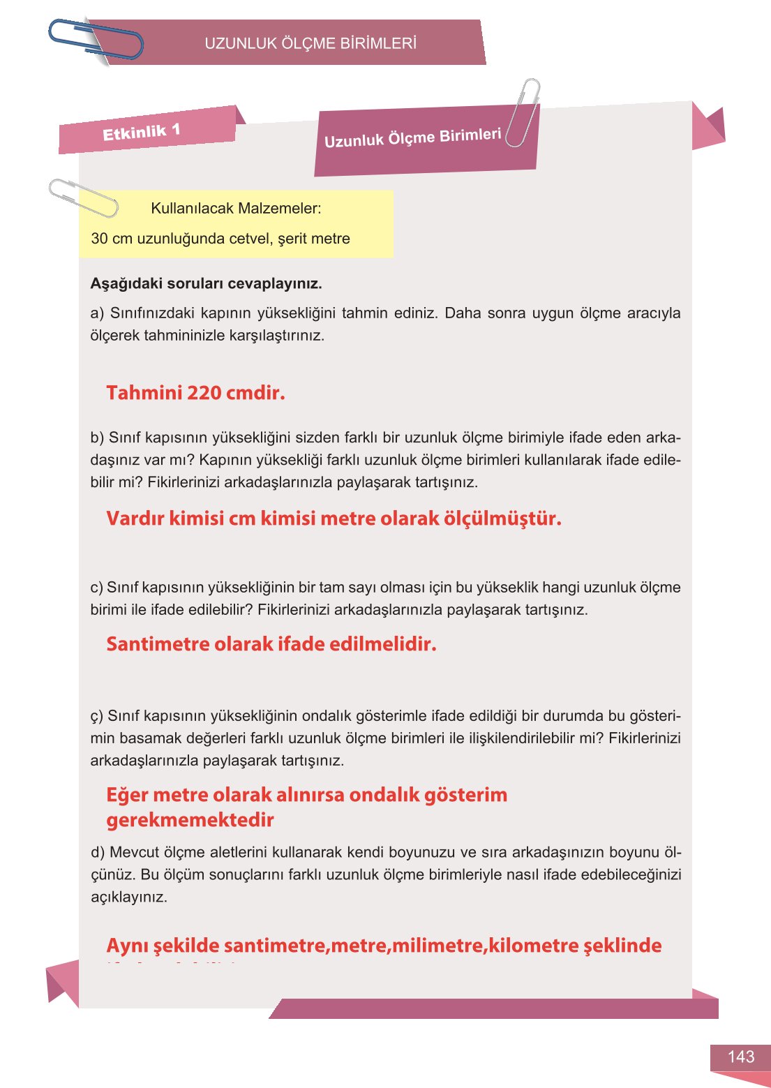 6. Sınıf Meb Yayınları Matematik Ders Kitabı Sayfa 143 Cevapları