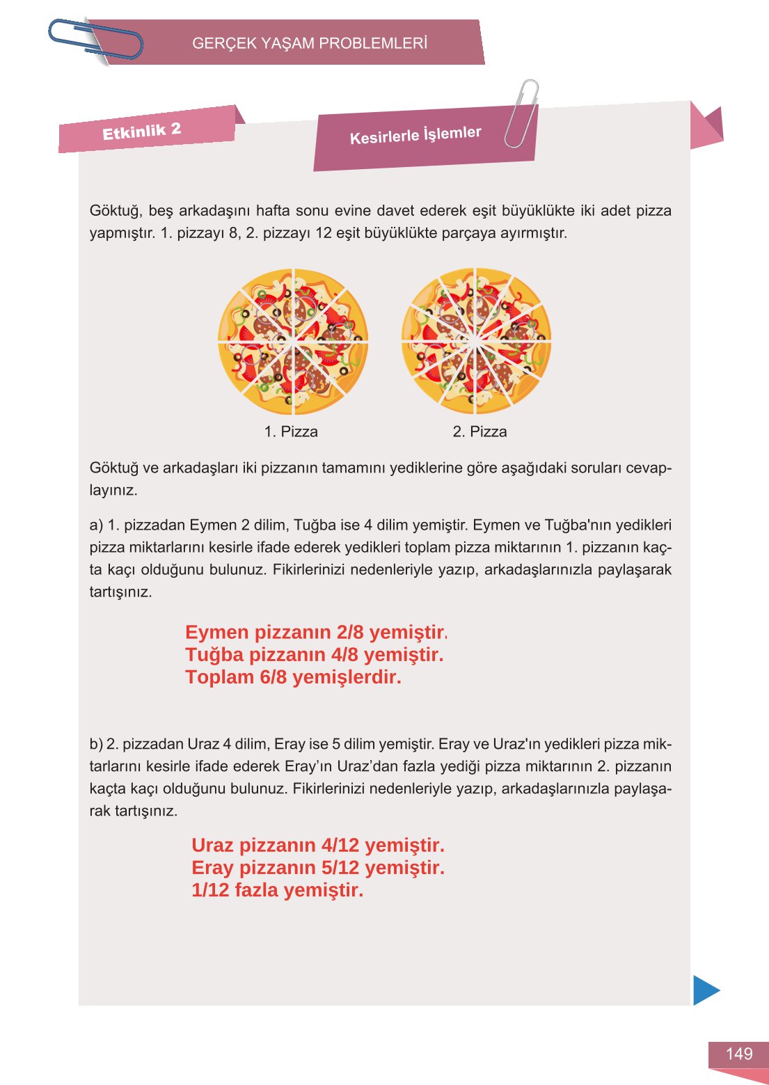 6. Sınıf Meb Yayınları Matematik Ders Kitabı Sayfa 149 Cevapları