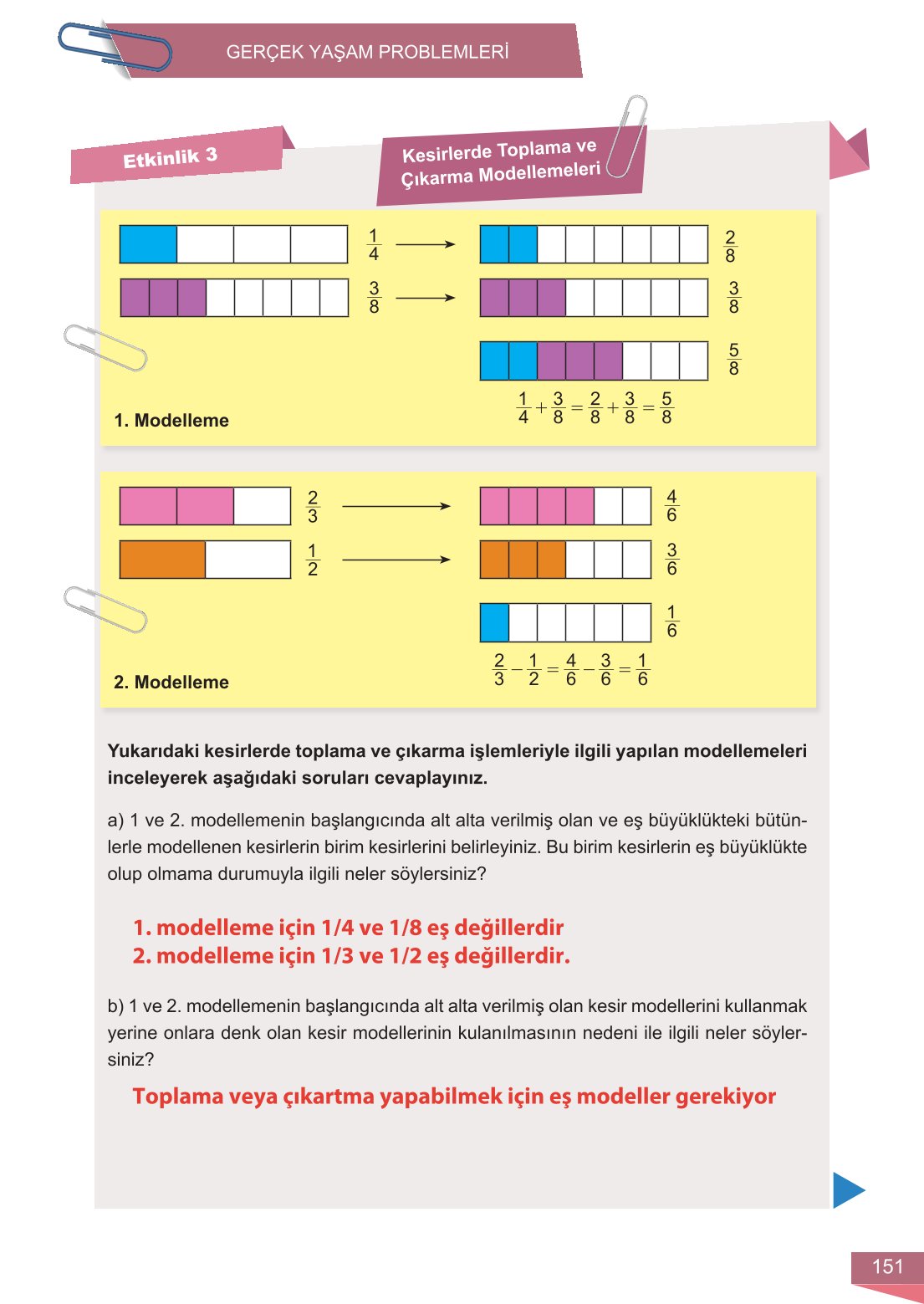 6. Sınıf Meb Yayınları Matematik Ders Kitabı Sayfa 151 Cevapları