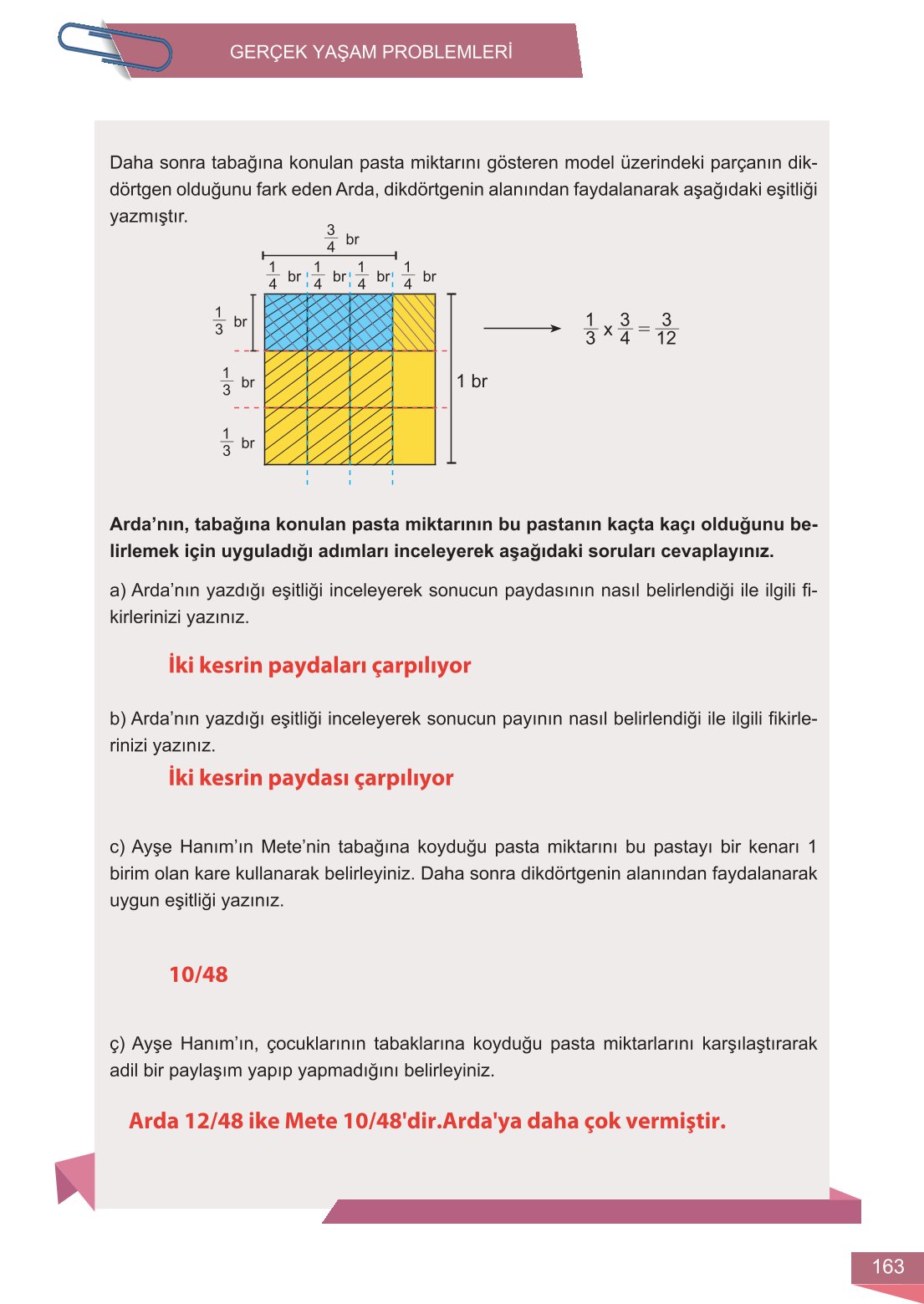 6. Sınıf Meb Yayınları Matematik Ders Kitabı Sayfa 163 Cevapları