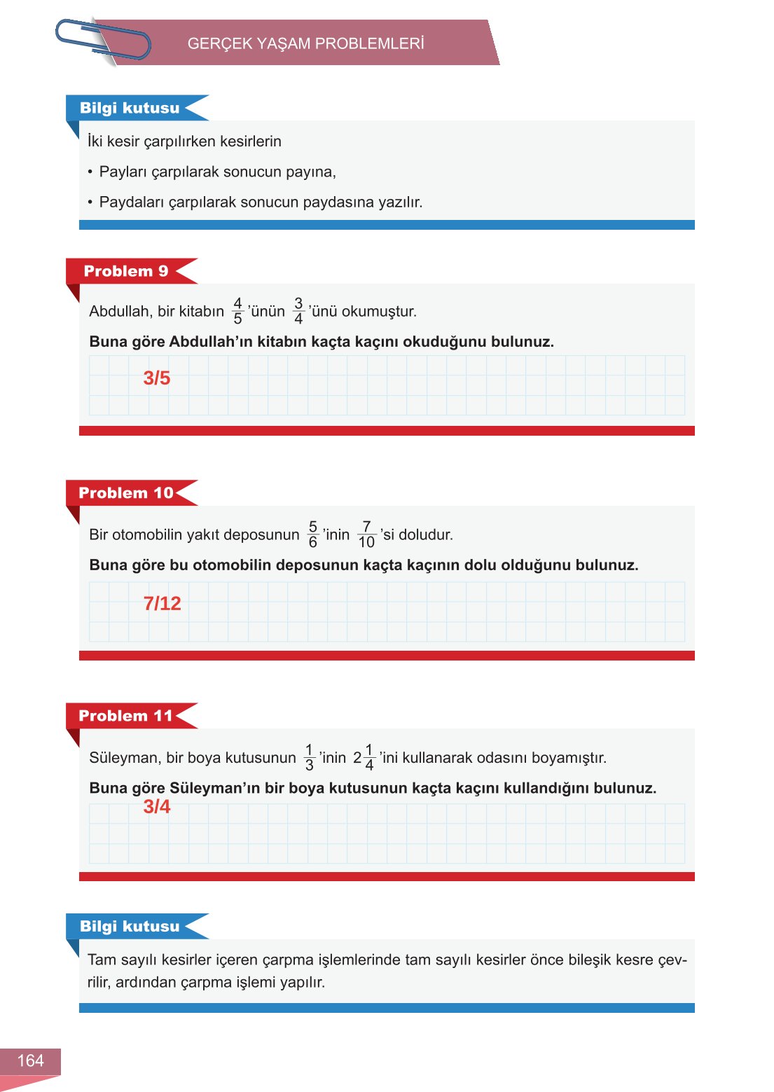 6. Sınıf Meb Yayınları Matematik Ders Kitabı Sayfa 164 Cevapları