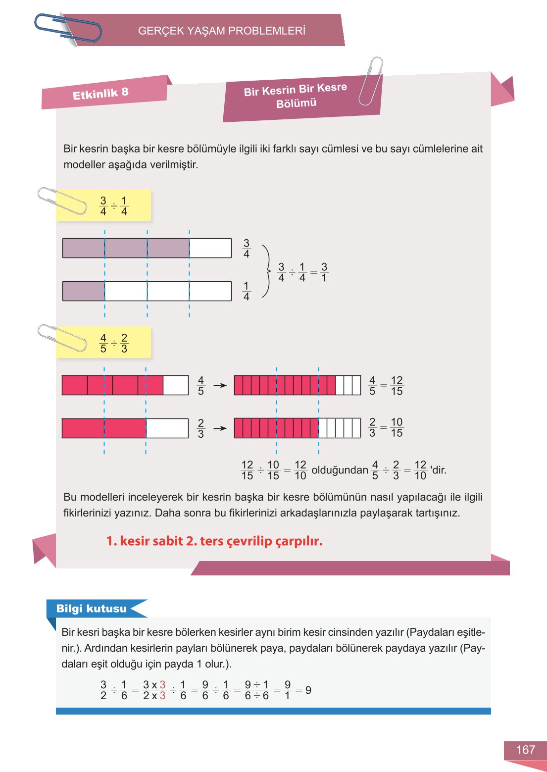 6. Sınıf Meb Yayınları Matematik Ders Kitabı Sayfa 167 Cevapları