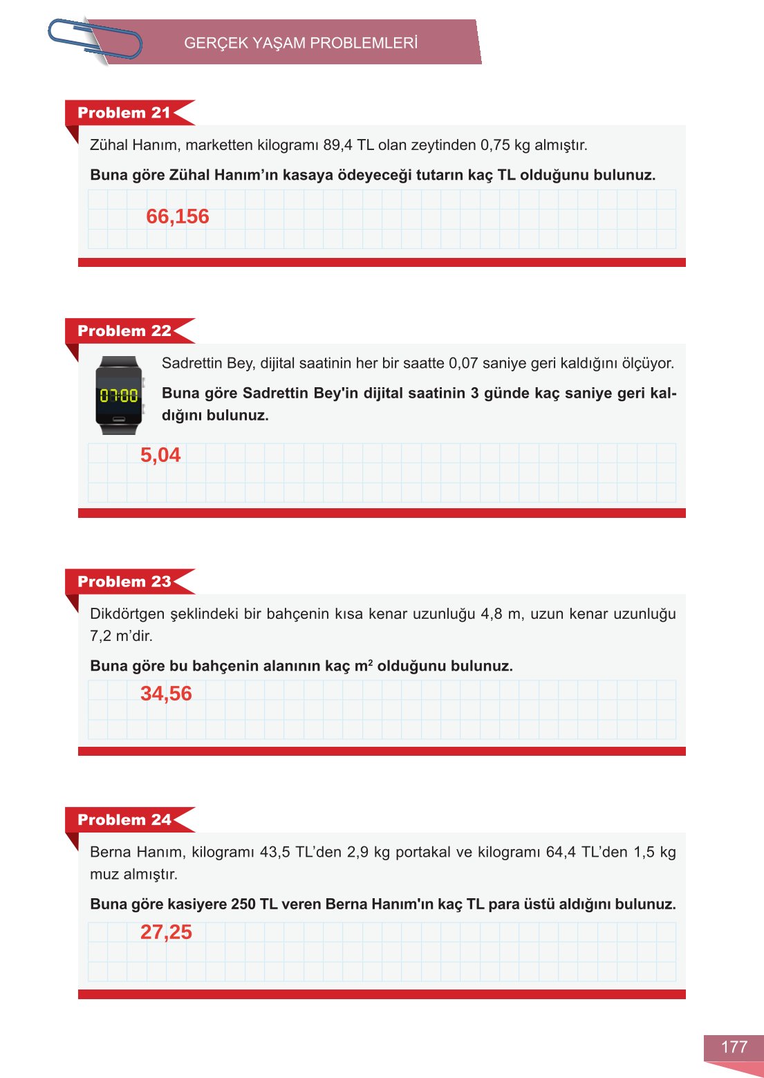 6. Sınıf Meb Yayınları Matematik Ders Kitabı Sayfa 177 Cevapları