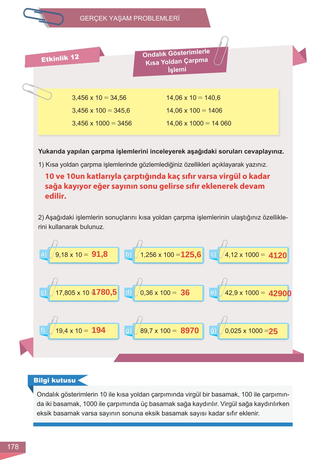 6. Sınıf Meb Yayınları Matematik Ders Kitabı Sayfa 178 Cevapları