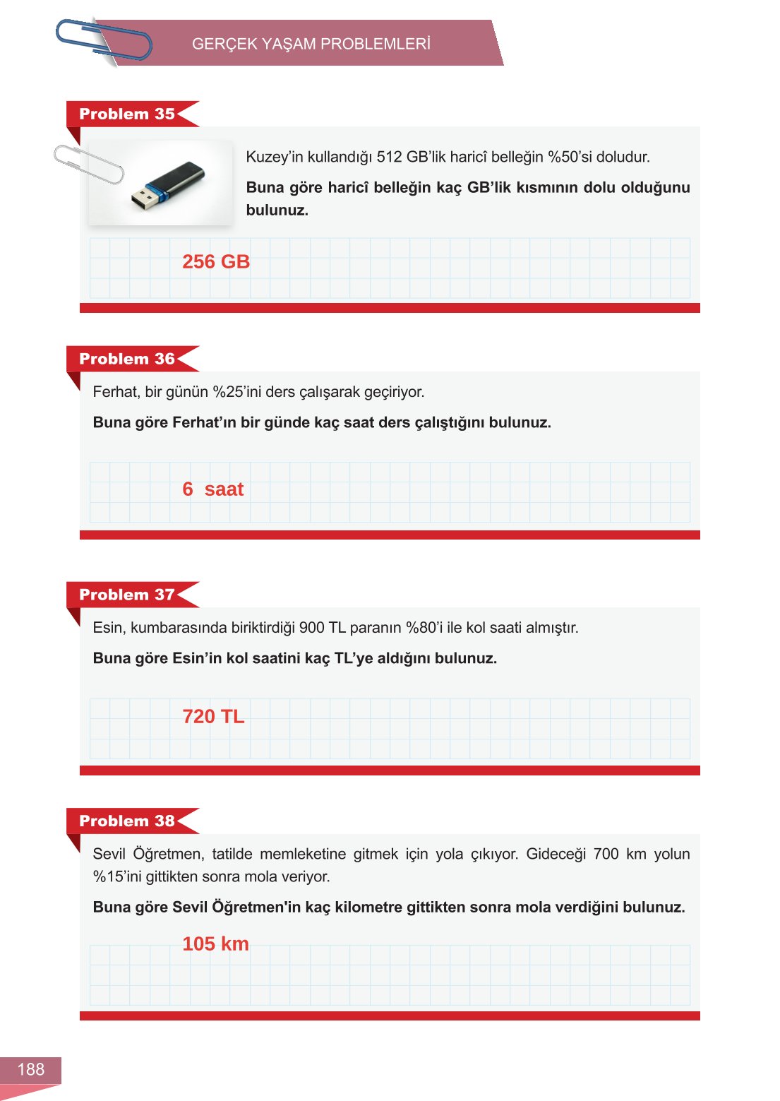 6. Sınıf Meb Yayınları Matematik Ders Kitabı Sayfa 188 Cevapları