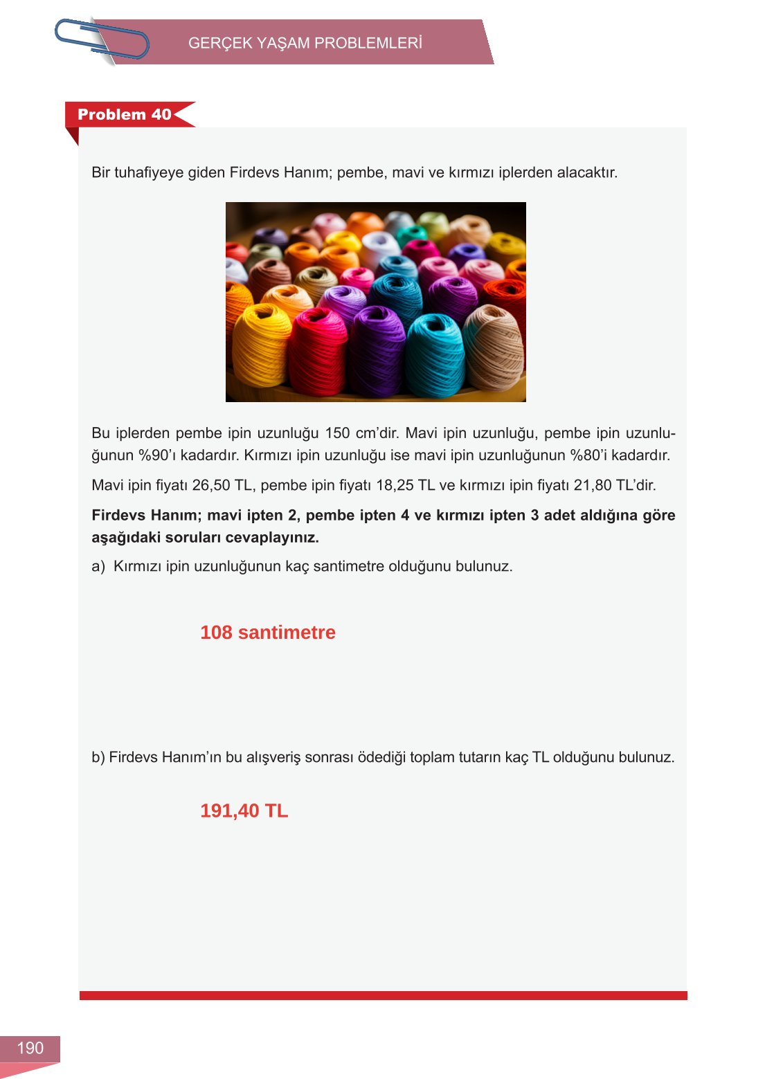 6. Sınıf Meb Yayınları Matematik Ders Kitabı Sayfa 190 Cevapları