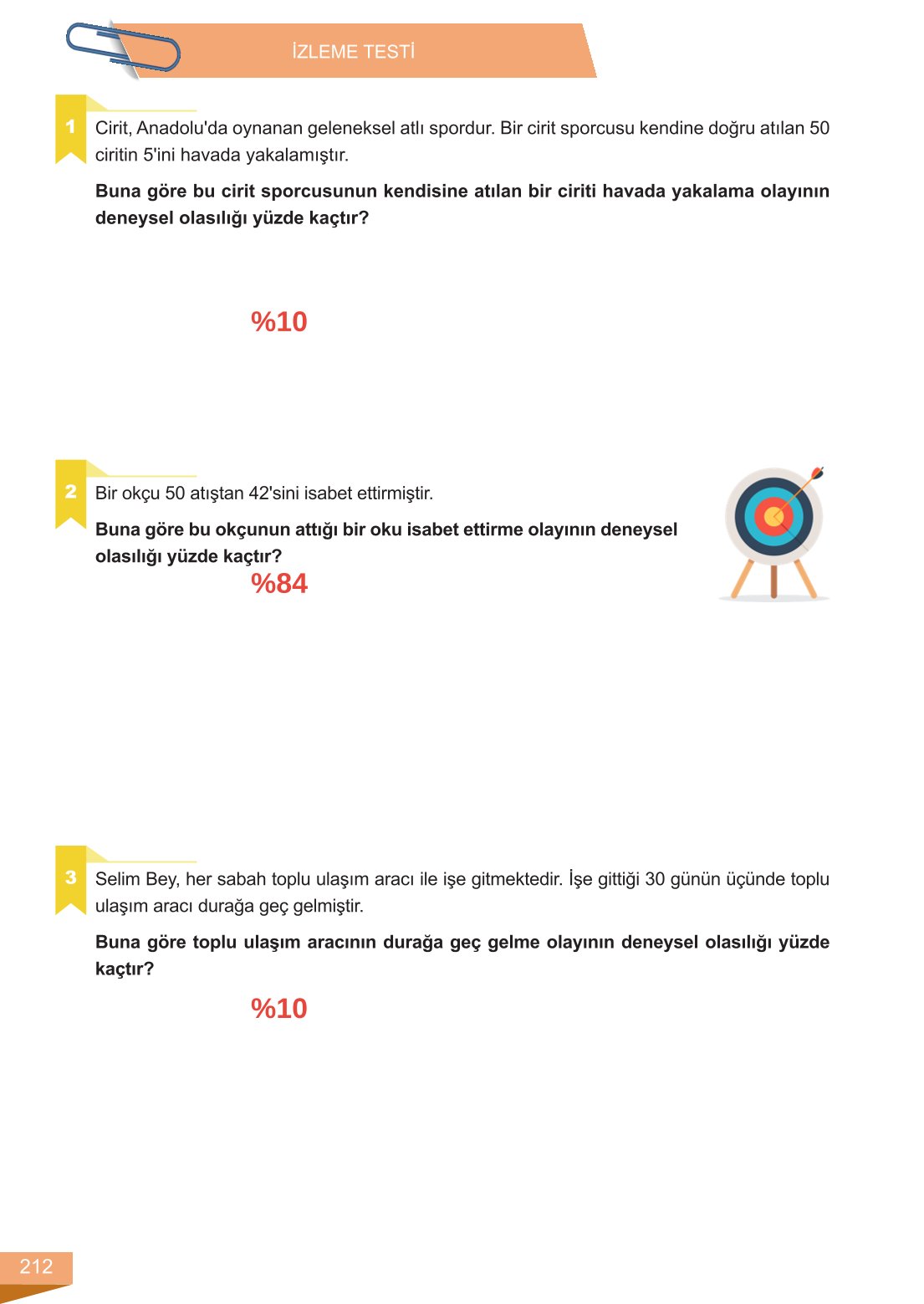 6. Sınıf Meb Yayınları Matematik Ders Kitabı Sayfa 212 Cevapları