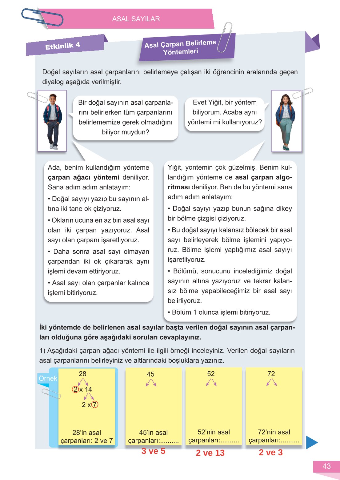 6. Sınıf Meb Yayınları Matematik Ders Kitabı Sayfa 43 Cevapları
