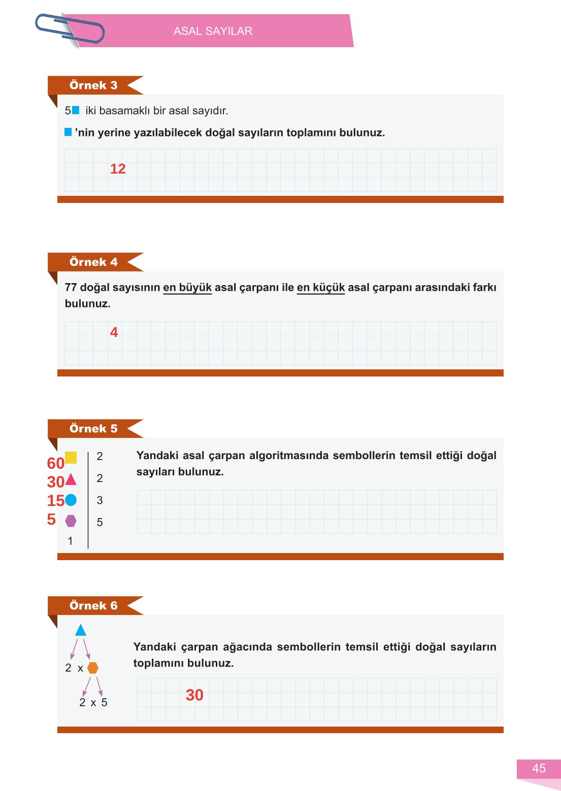 6. Sınıf Meb Yayınları Matematik Ders Kitabı Sayfa 45 Cevapları