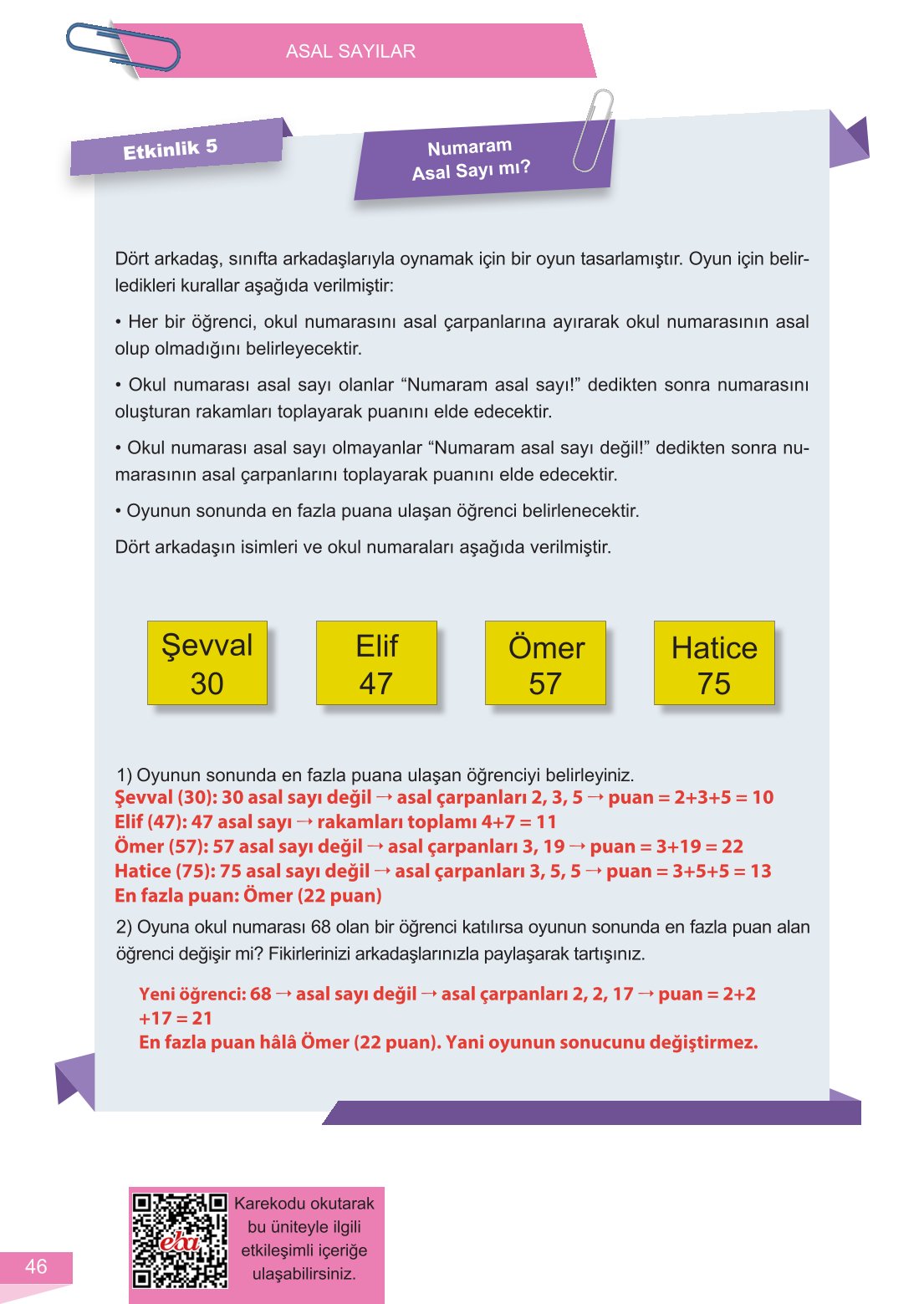 6. Sınıf Meb Yayınları Matematik Ders Kitabı Sayfa 46 Cevapları