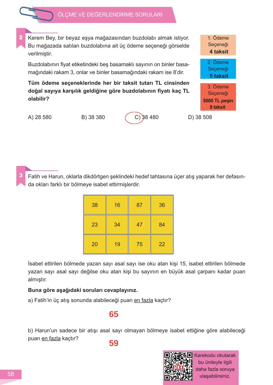 6. Sınıf Meb Yayınları Matematik Ders Kitabı Sayfa 58 Cevapları