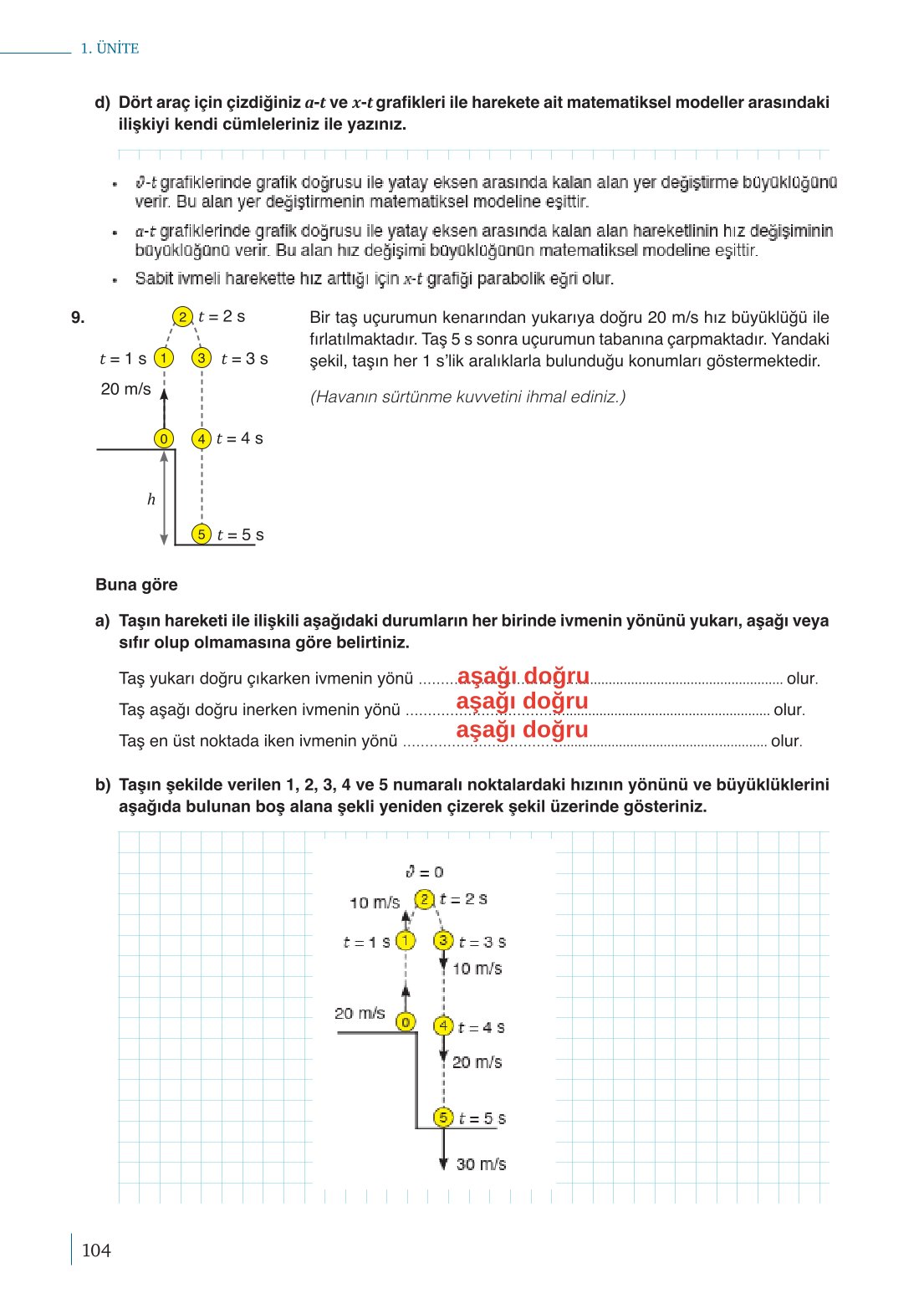 10. Sınıf Meb Yayınları Fizik Ders Kitabı Sayfa 104 Cevapları