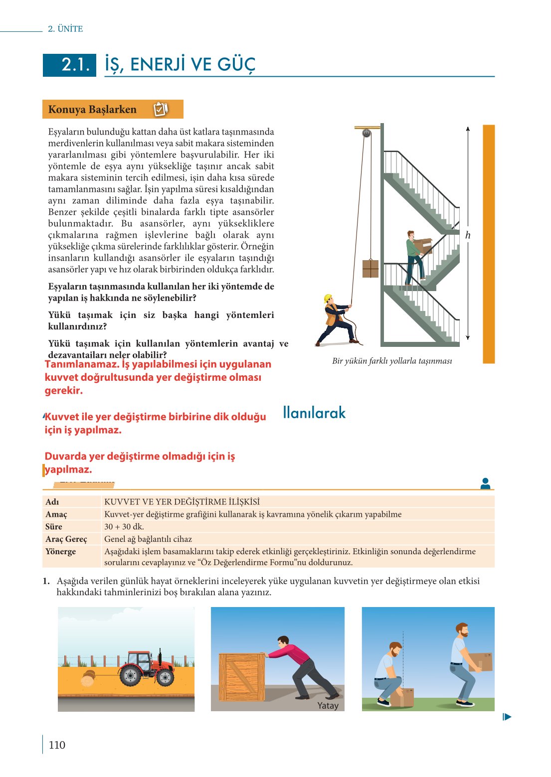 10. Sınıf Meb Yayınları Fizik Ders Kitabı Sayfa 110 Cevapları