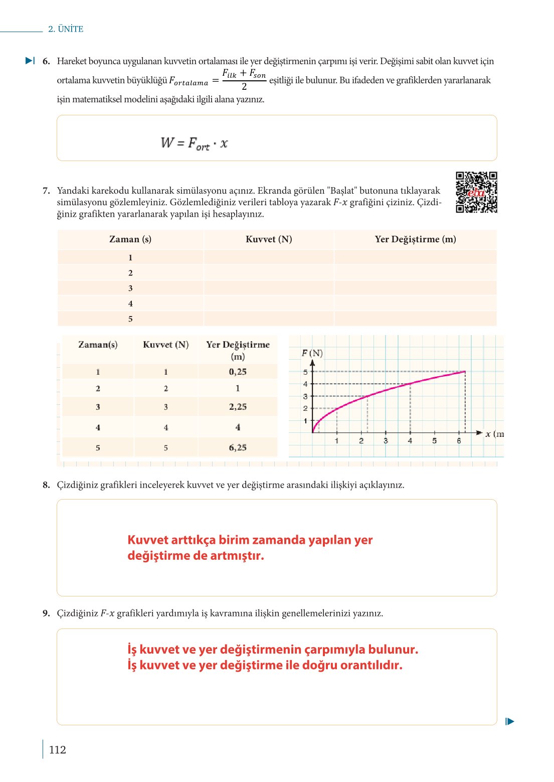 10. Sınıf Meb Yayınları Fizik Ders Kitabı Sayfa 112 Cevapları