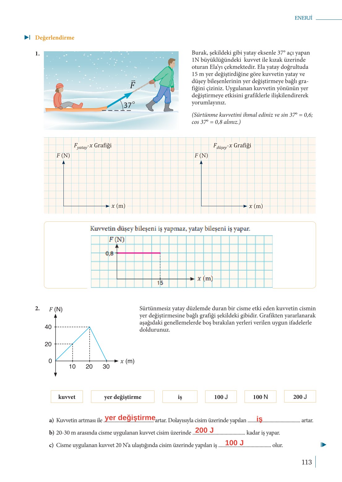 10. Sınıf Meb Yayınları Fizik Ders Kitabı Sayfa 113 Cevapları