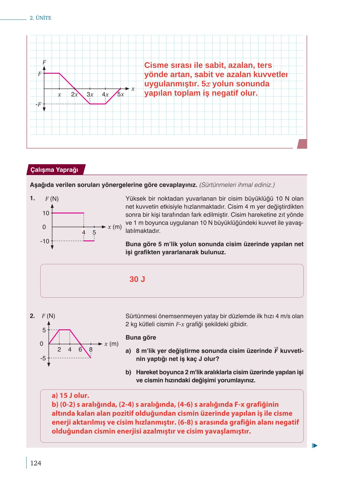 10. Sınıf Meb Yayınları Fizik Ders Kitabı Sayfa 124 Cevapları