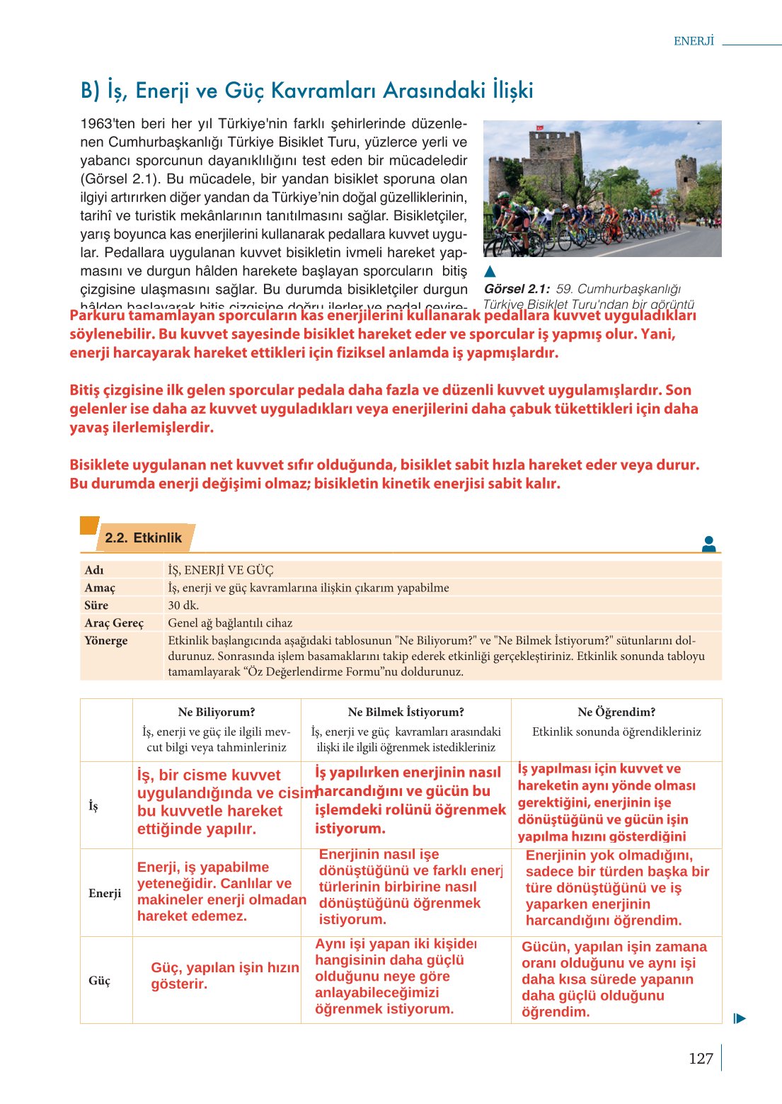 10. Sınıf Meb Yayınları Fizik Ders Kitabı Sayfa 127 Cevapları