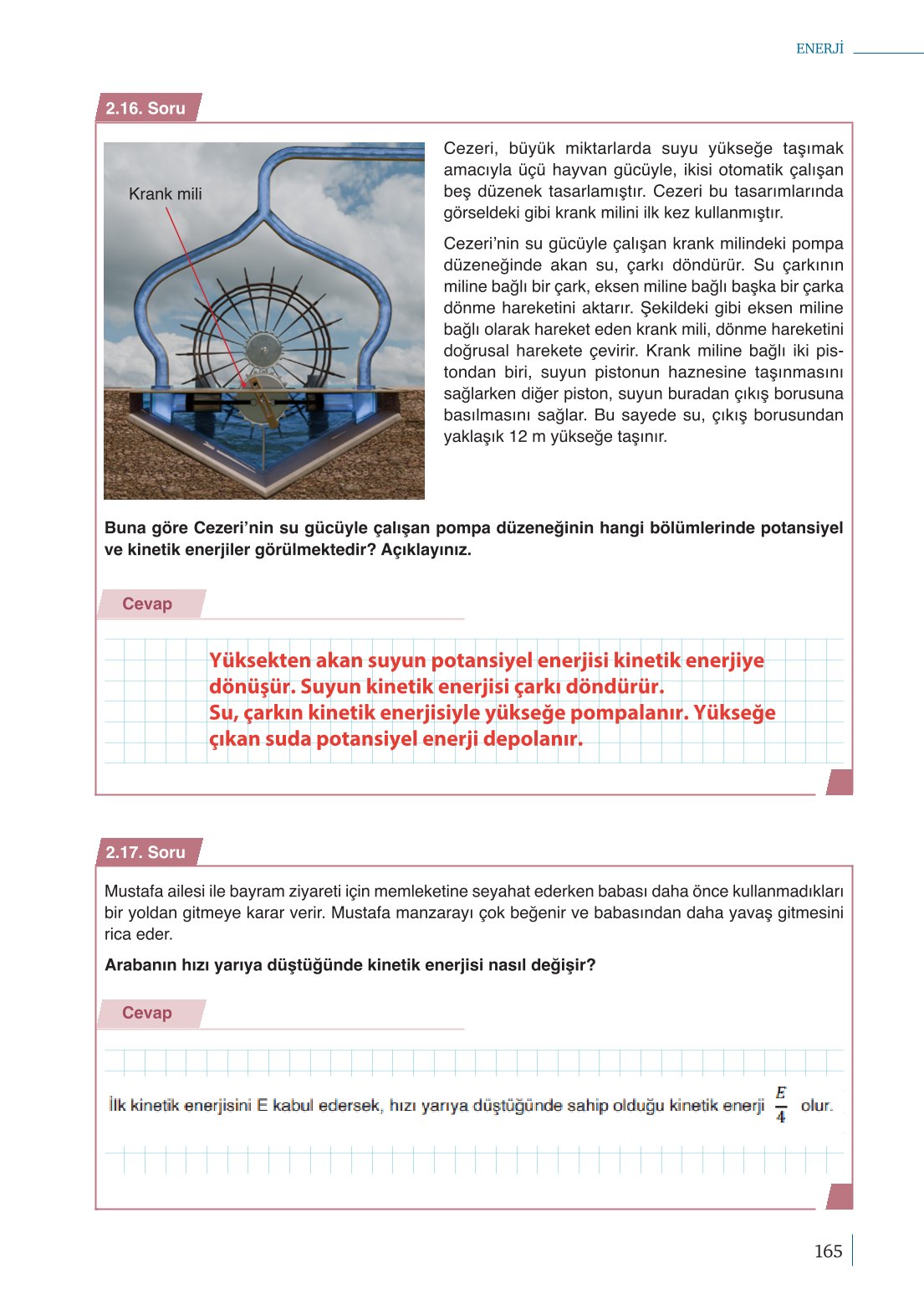 10. Sınıf Meb Yayınları Fizik Ders Kitabı Sayfa 165 Cevapları