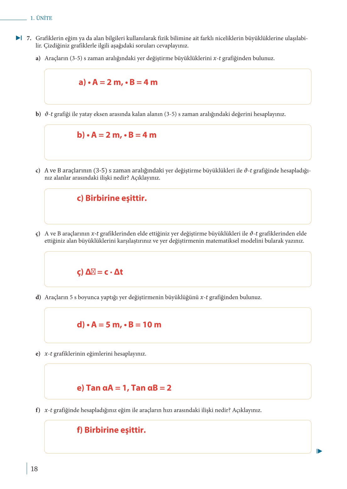 10. Sınıf Meb Yayınları Fizik Ders Kitabı Sayfa 18 Cevapları