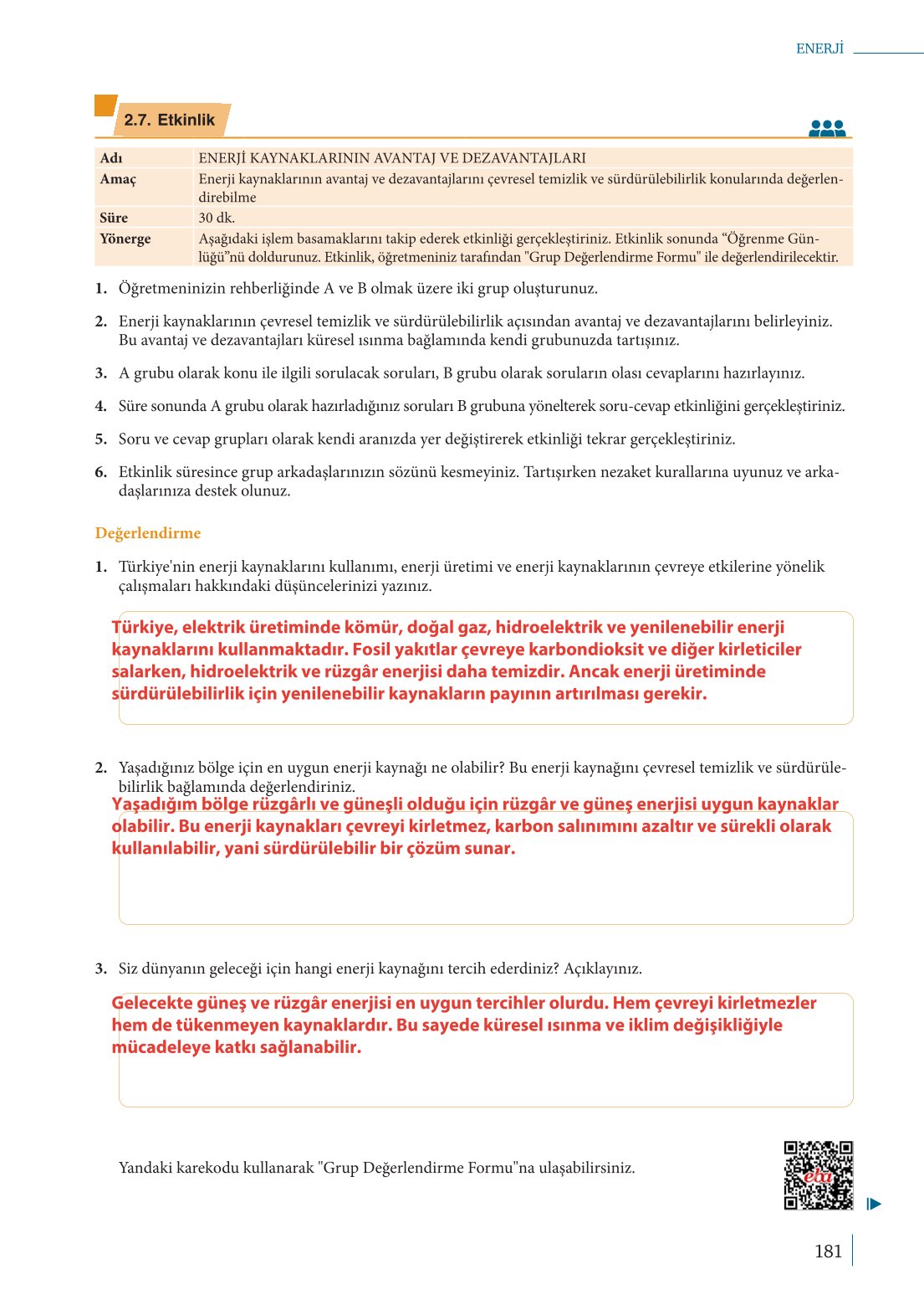 10. Sınıf Meb Yayınları Fizik Ders Kitabı Sayfa 181 Cevapları