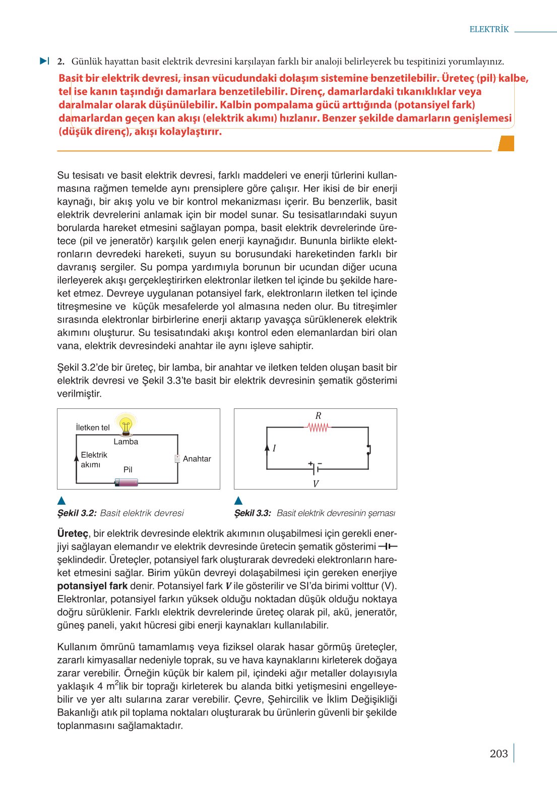 10. Sınıf Meb Yayınları Fizik Ders Kitabı Sayfa 203 Cevapları