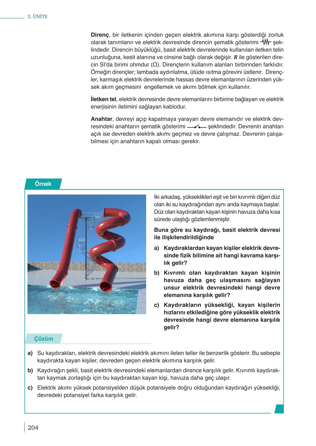 10. Sınıf Meb Yayınları Fizik Ders Kitabı Sayfa 204 Cevapları