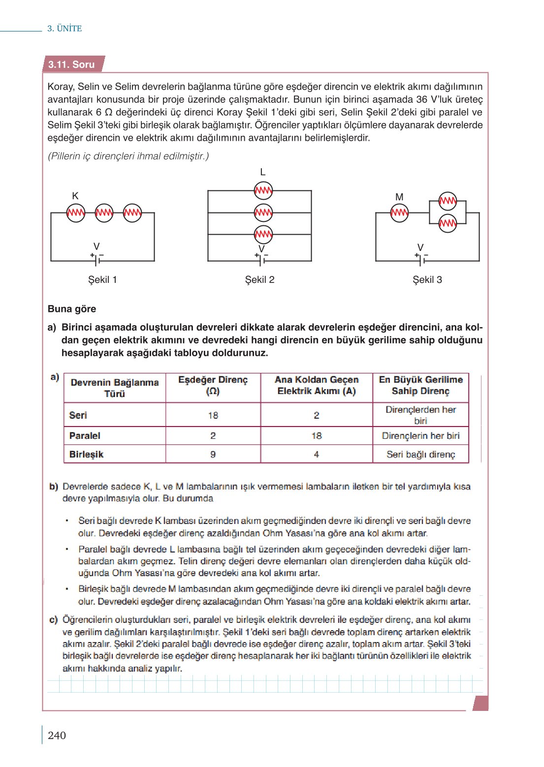10. Sınıf Meb Yayınları Fizik Ders Kitabı Sayfa 240 Cevapları