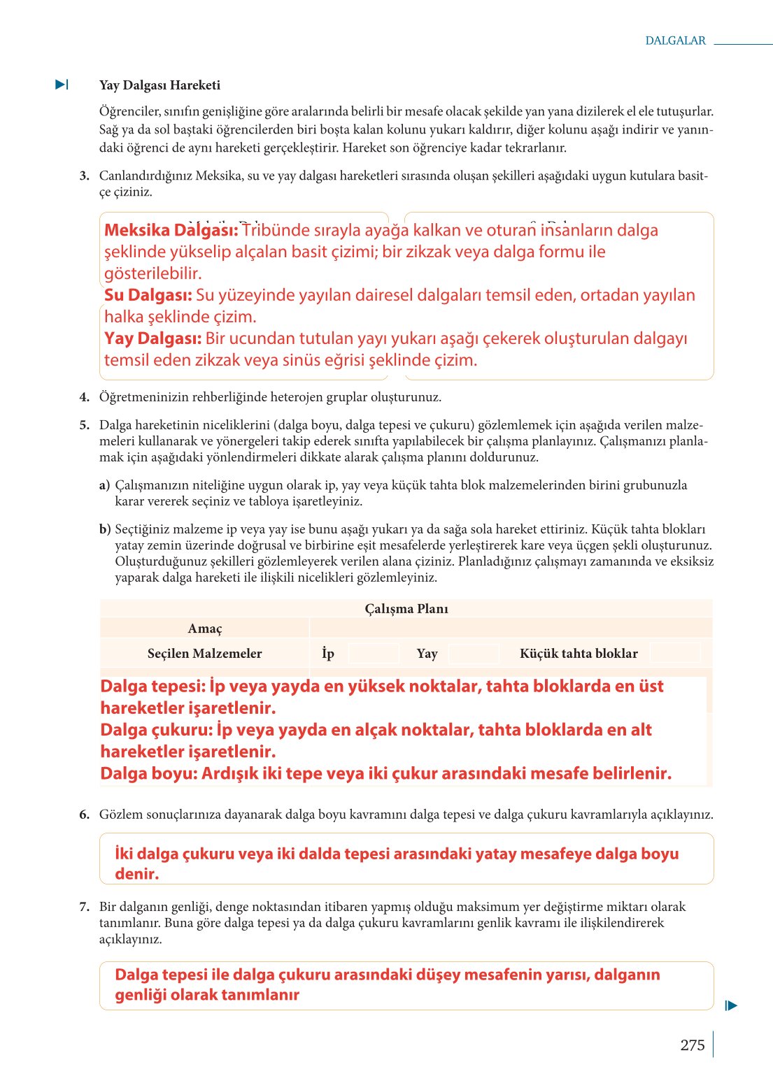 10. Sınıf Meb Yayınları Fizik Ders Kitabı Sayfa 275 Cevapları